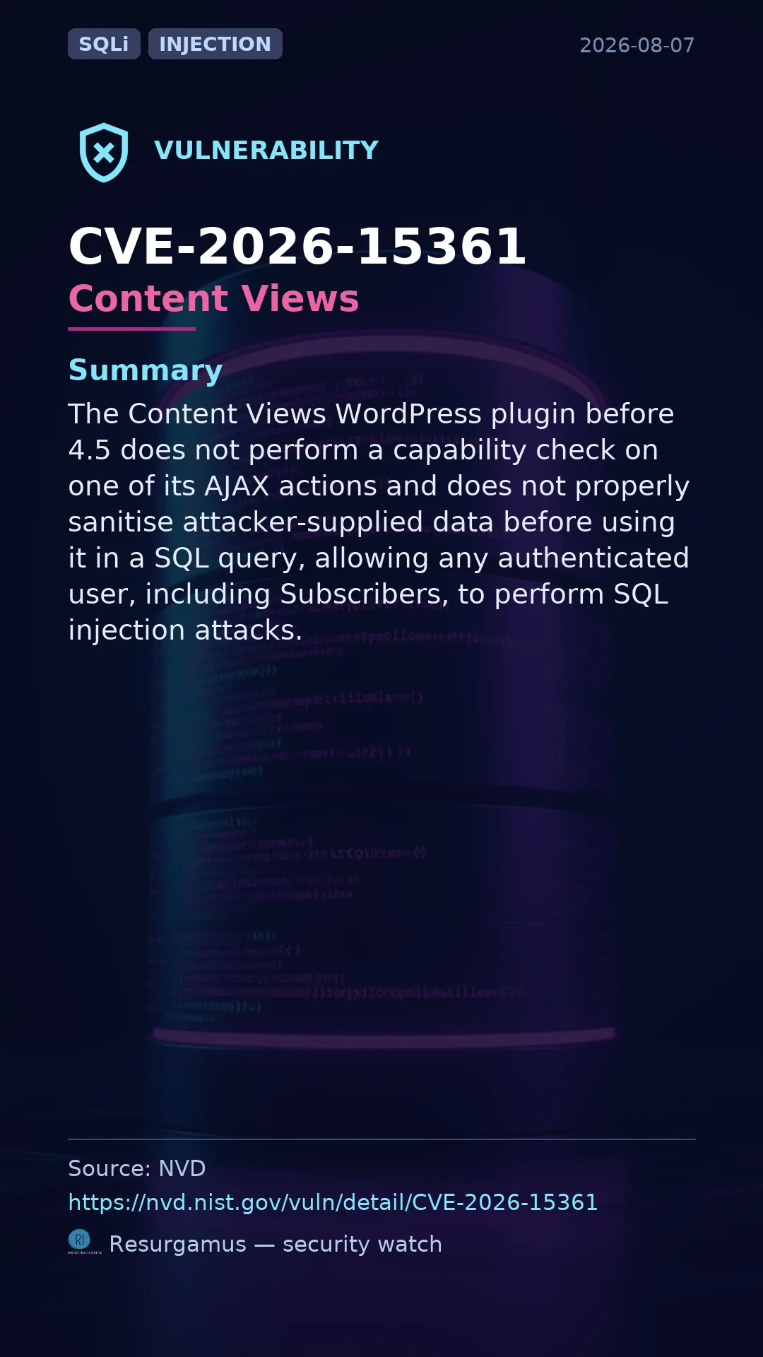 CVE-2026-15361 Content Views Vulnerability