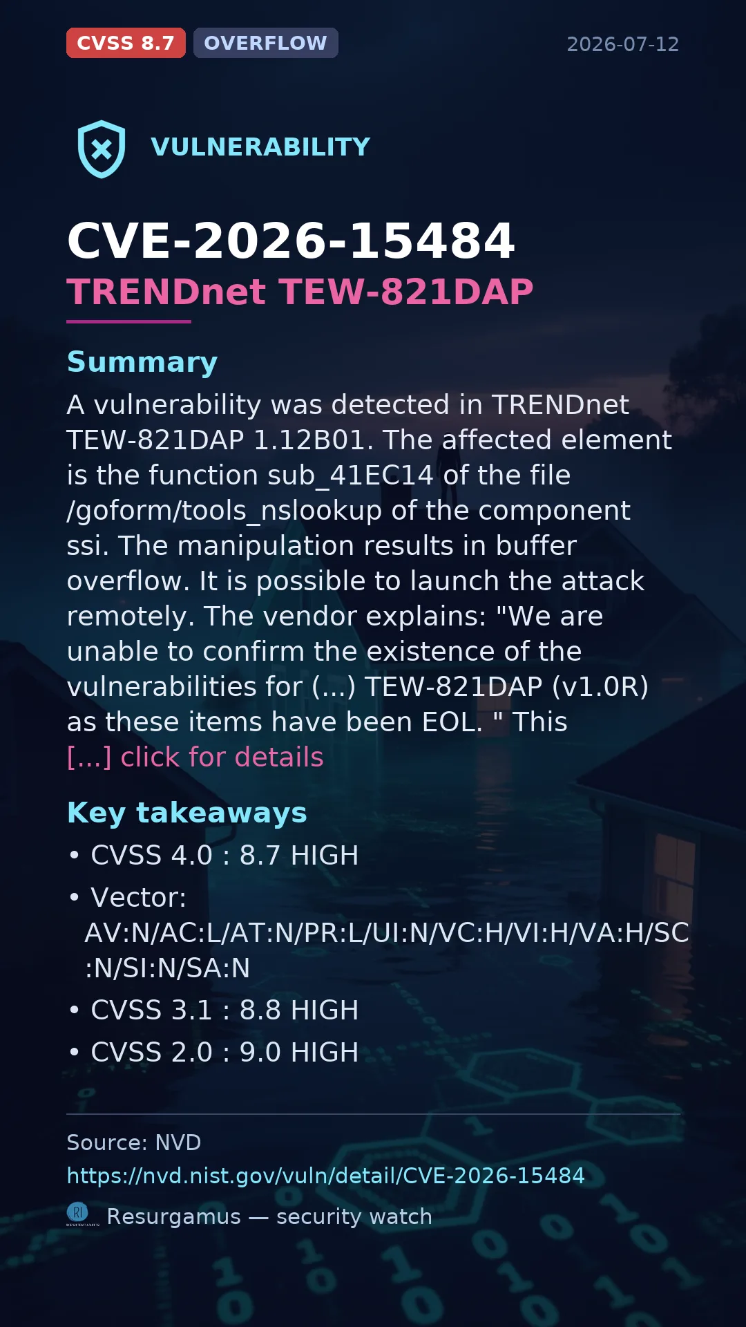 CVE-2026-15484 TRENDnet TEW-821DAP Vulnerability