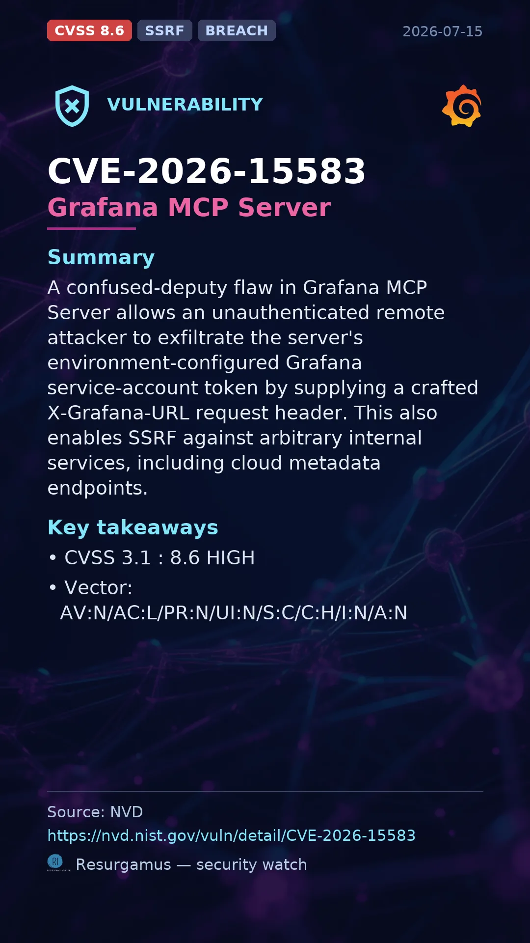 CVE-2026-15583 Grafana MCP Server Vulnerability