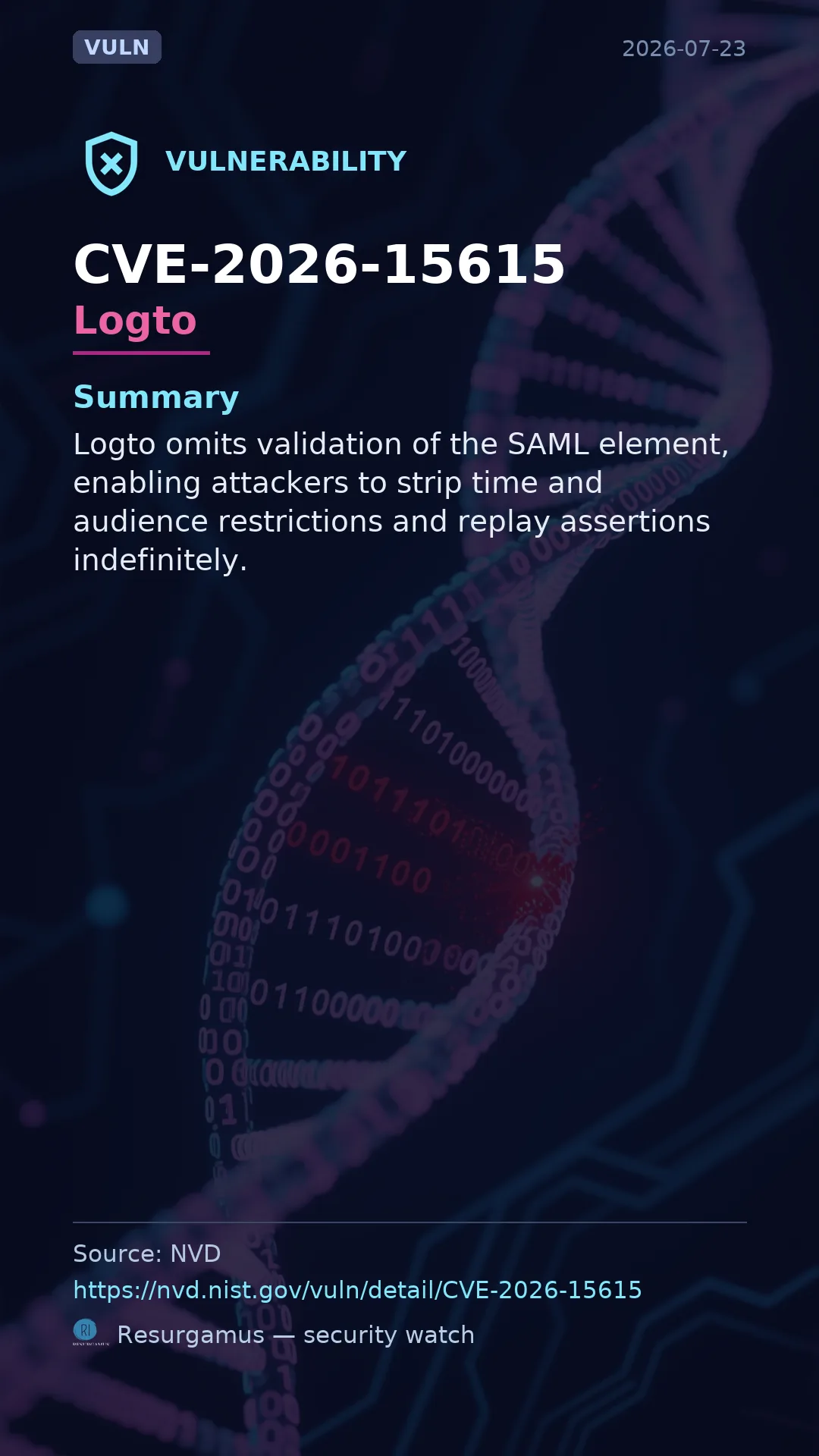 CVE-2026-15615 Logto Vulnerability