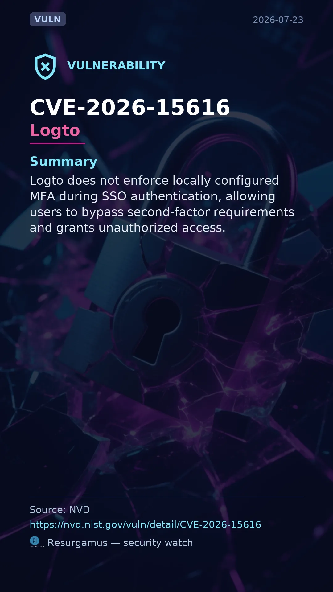 CVE-2026-15616 Logto Vulnerability