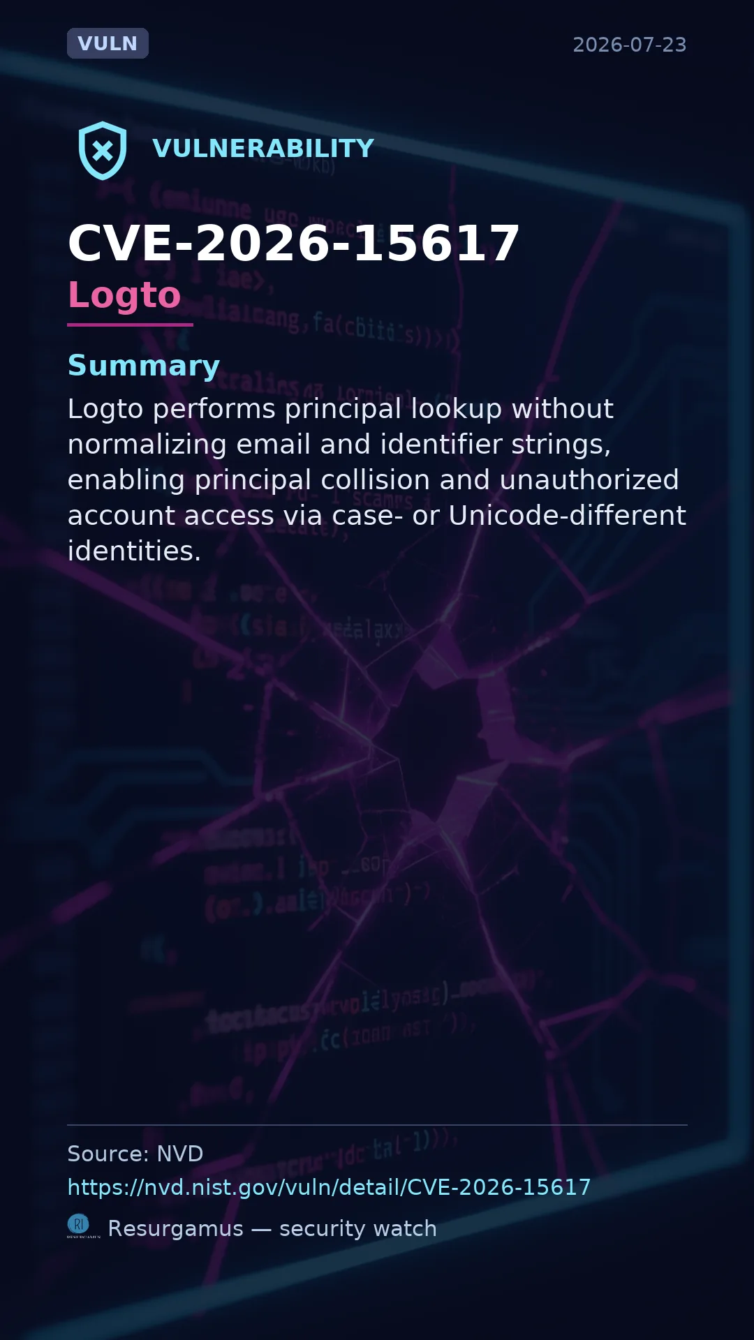 CVE-2026-15617 Logto Vulnerability