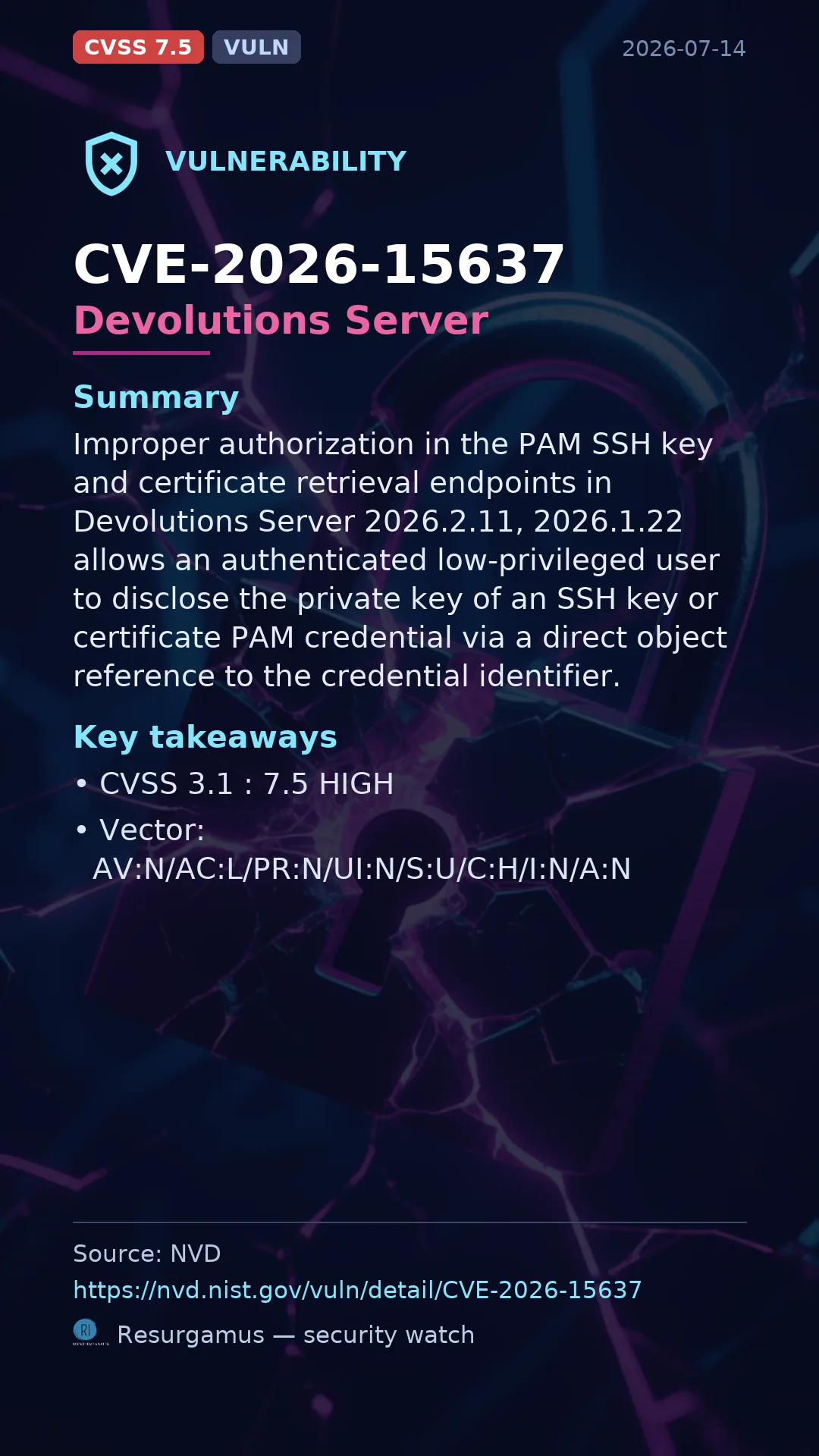 CVE-2026-15637 Devolutions Server Vulnerability