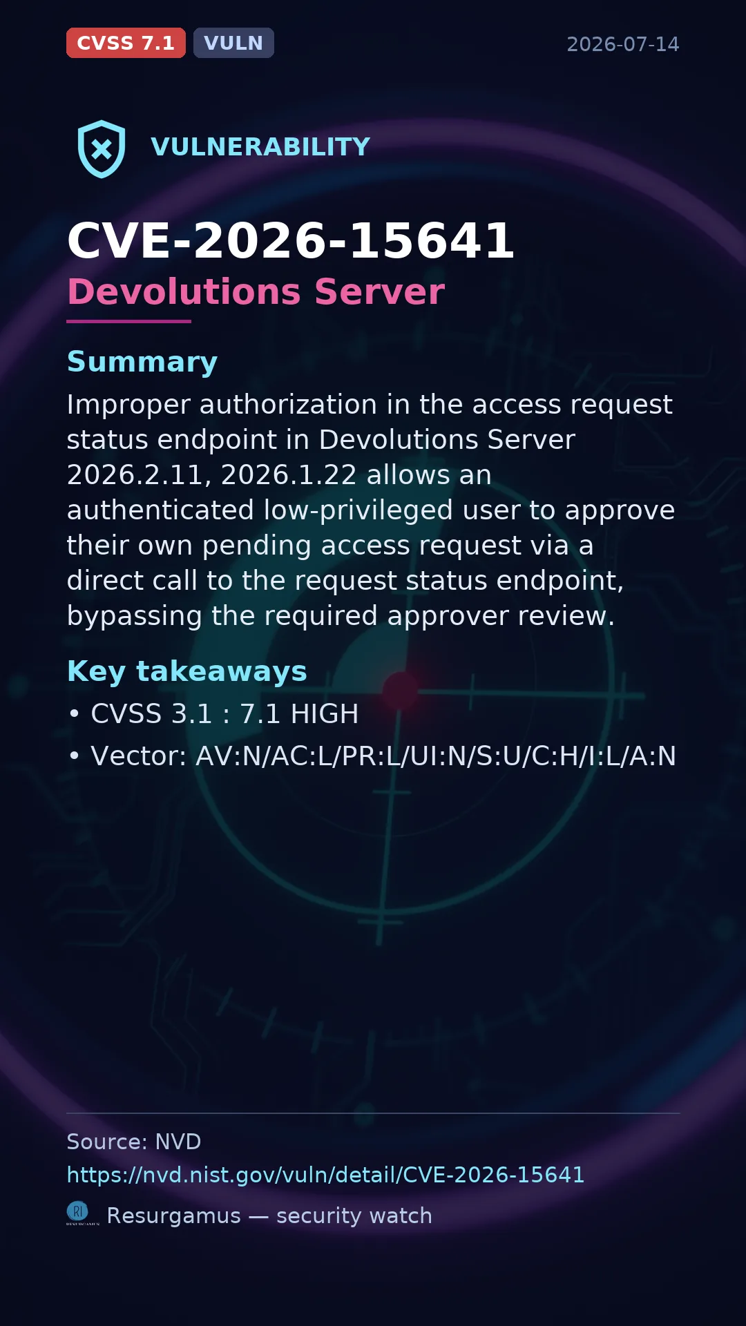 CVE-2026-15641 Devolutions Server Vulnerability