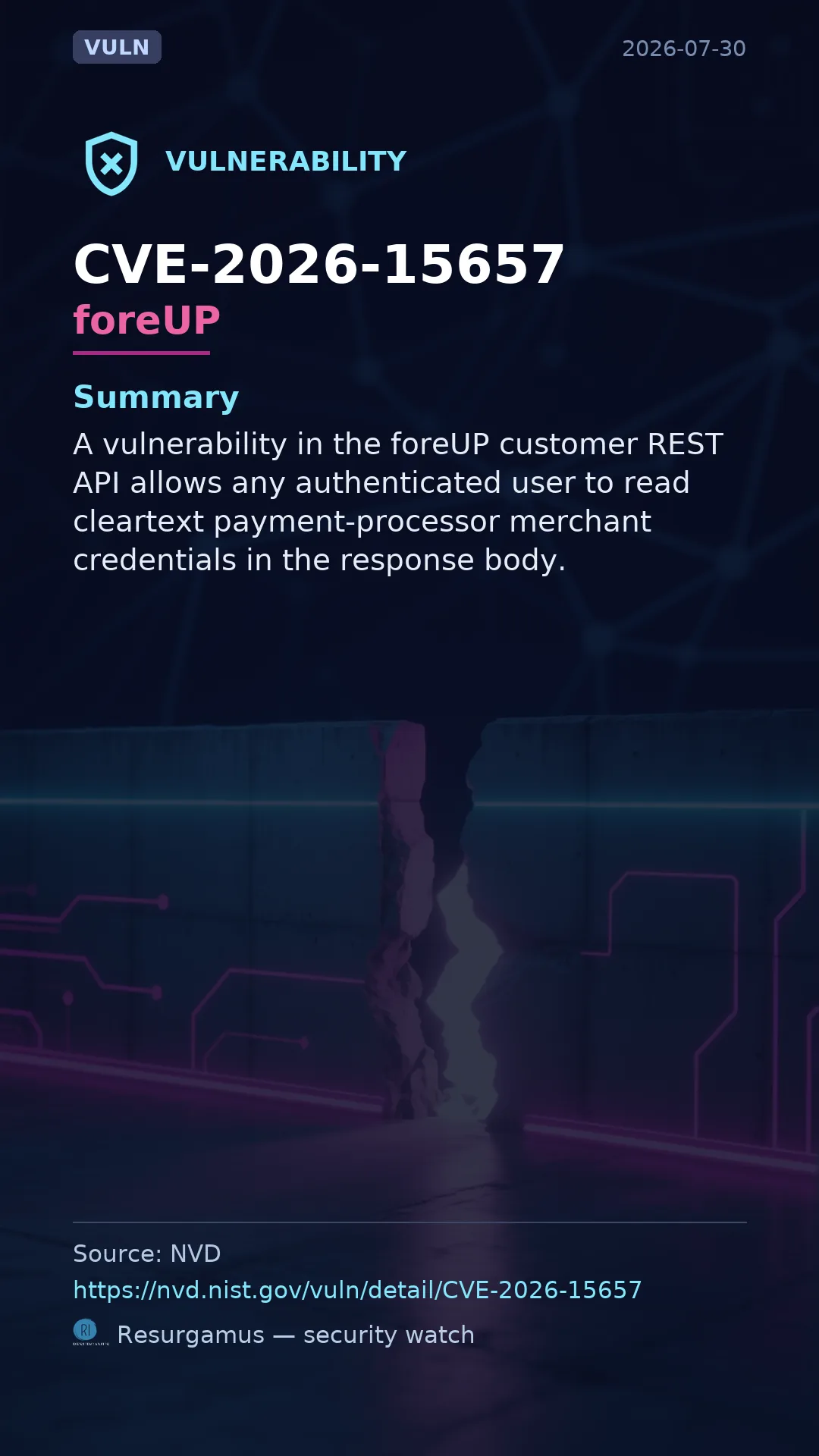 CVE-2026-15657 foreUP Vulnerability