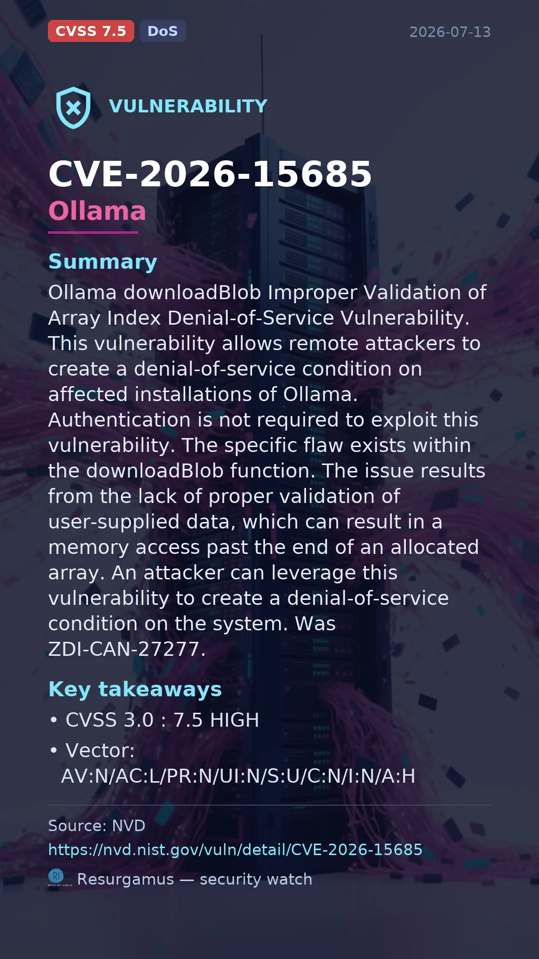 CVE-2026-15685 Ollama Vulnerability