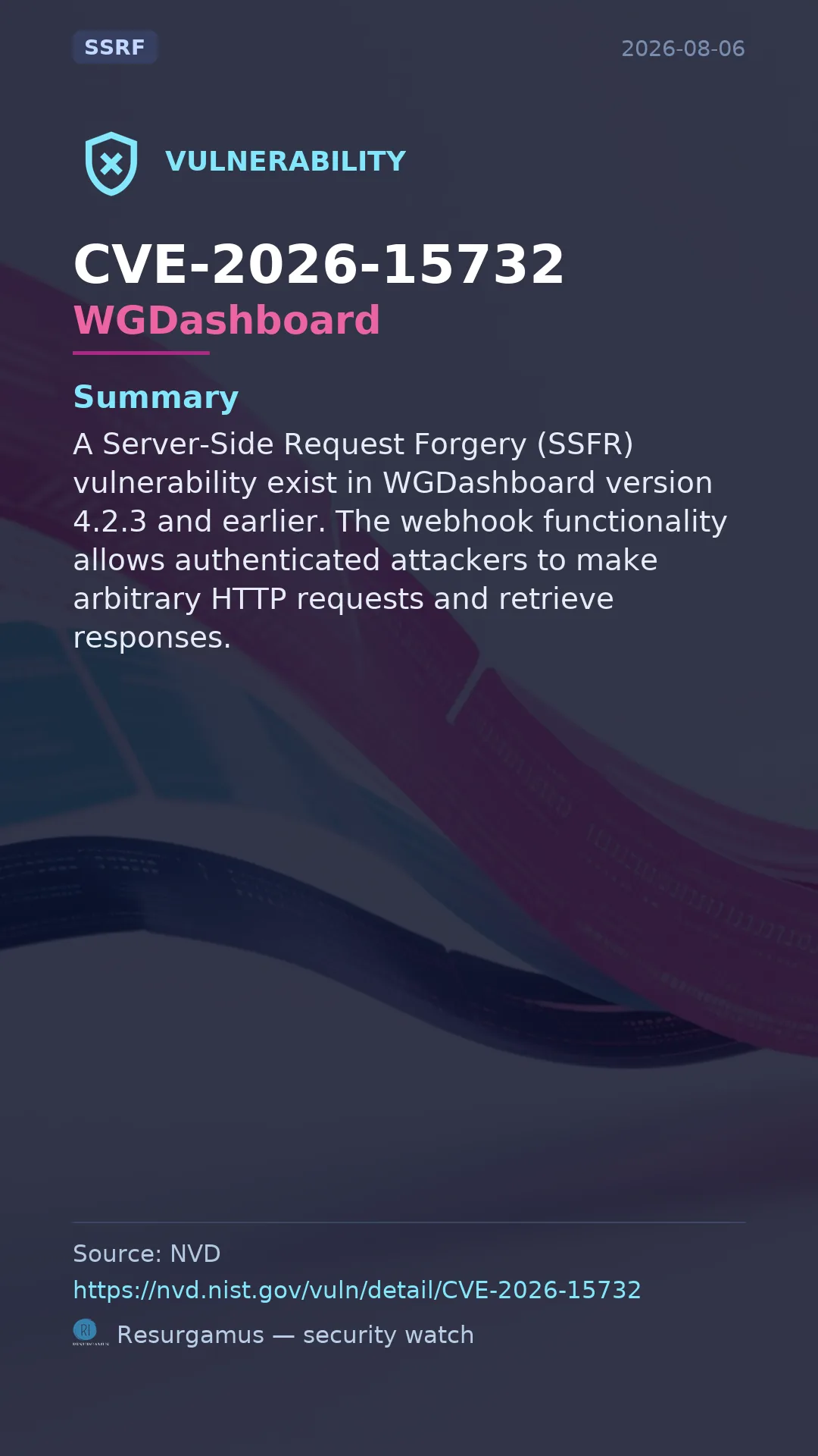 CVE-2026-15732 WGDashboard Vulnerability