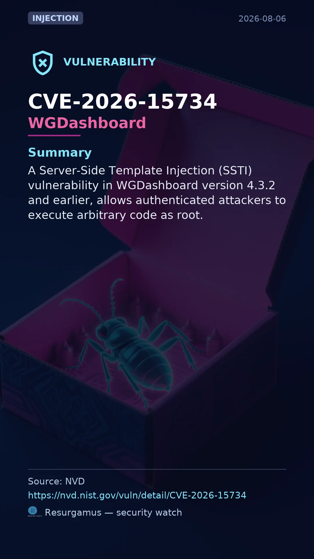 CVE-2026-15734 WGDashboard Vulnerability