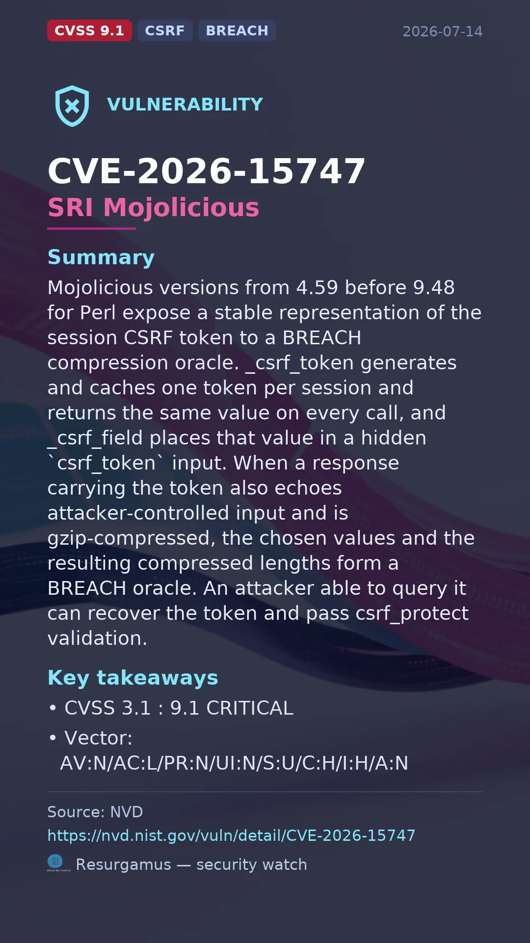 CVE-2026-15747 SRI Mojolicious Vulnerability