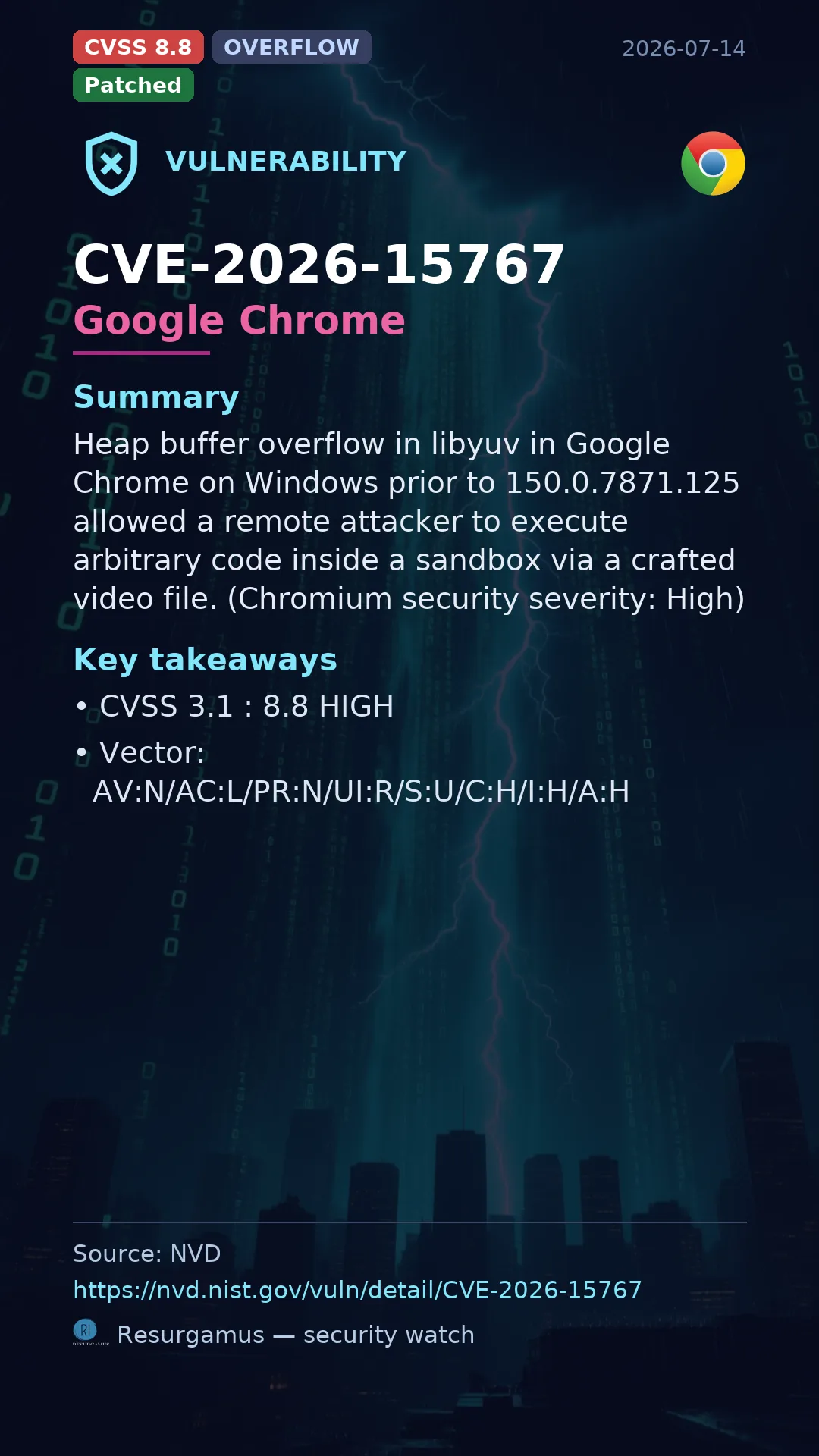 CVE-2026-15767 Google Chrome Vulnerability