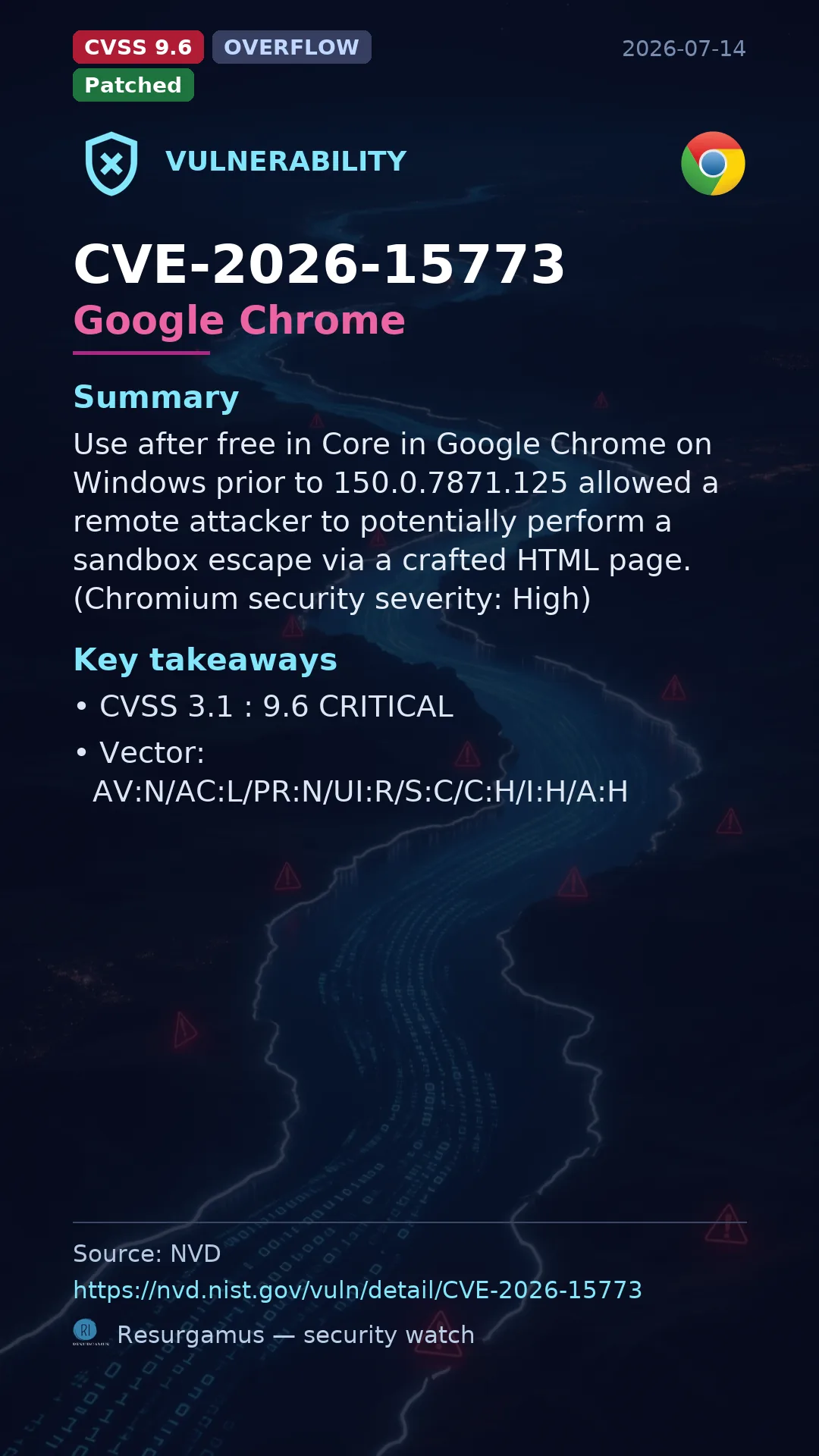 CVE-2026-15773 Google Chrome Vulnerability