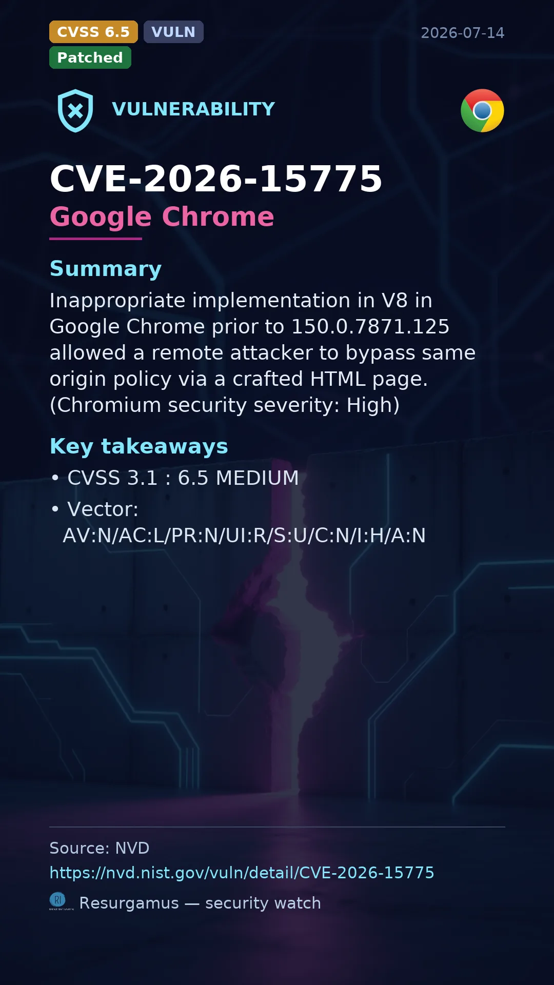 CVE-2026-15775 Google Chrome Vulnerability