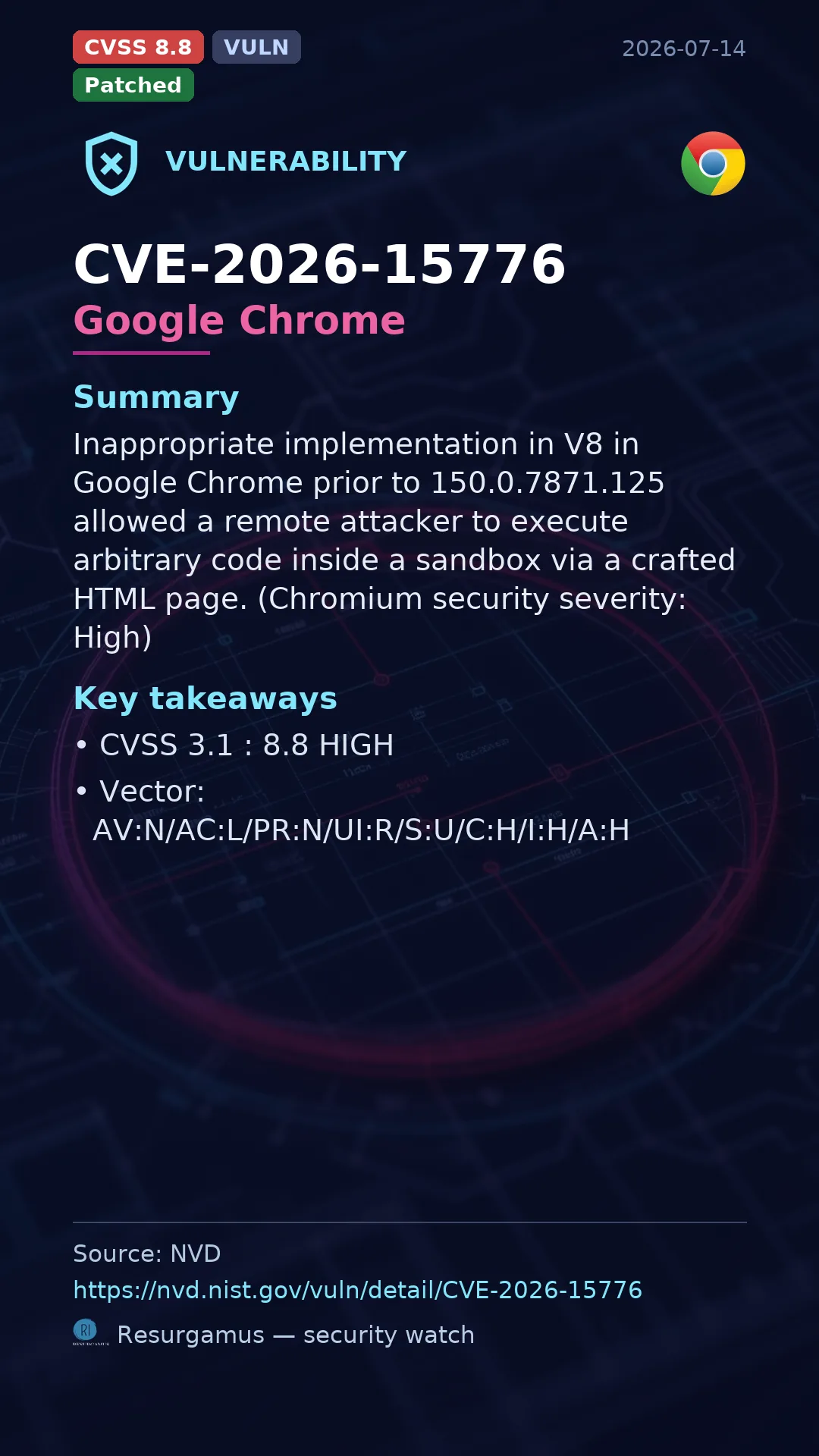 CVE-2026-15776 Google Chrome Vulnerability