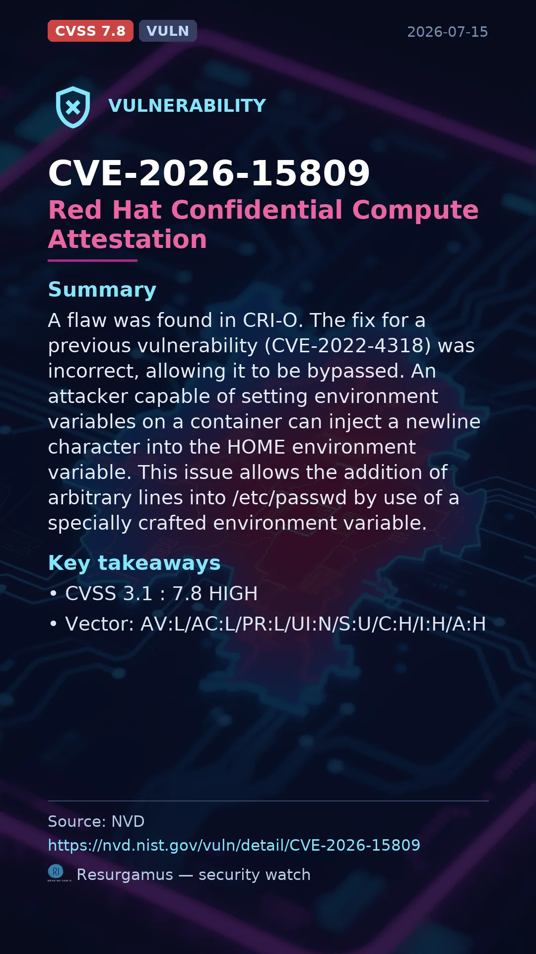 CVE-2026-15809 Red Hat Confidential Compute Attestation Vulnerability