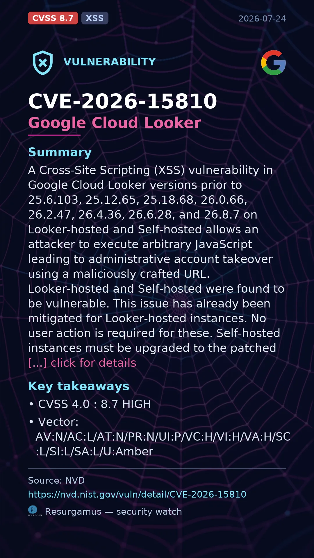 CVE-2026-15810 - Google Cloud Looker vulnerability