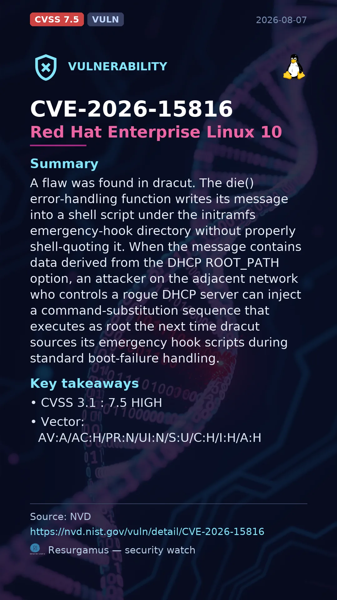 CVE-2026-15816 Red Hat Enterprise Linux 10 Vulnerability