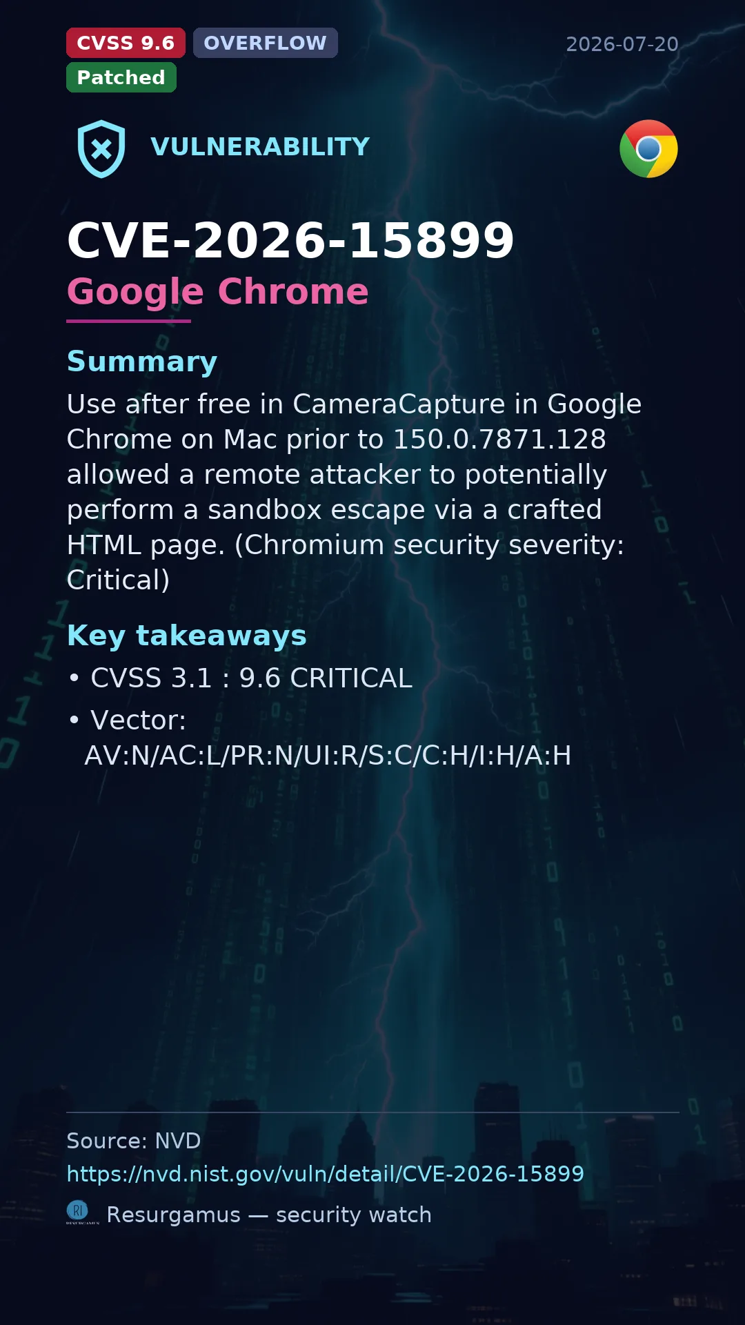 CVE-2026-15899 Google Chrome Vulnerability