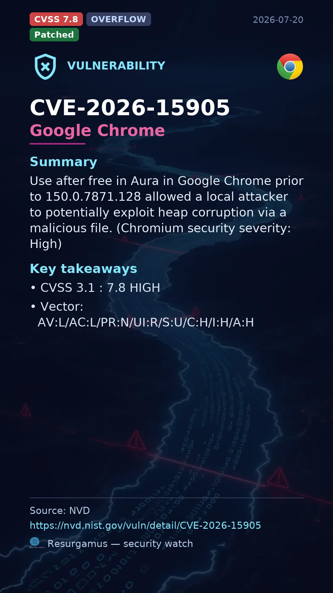 CVE-2026-15905 Google Chrome Vulnerability