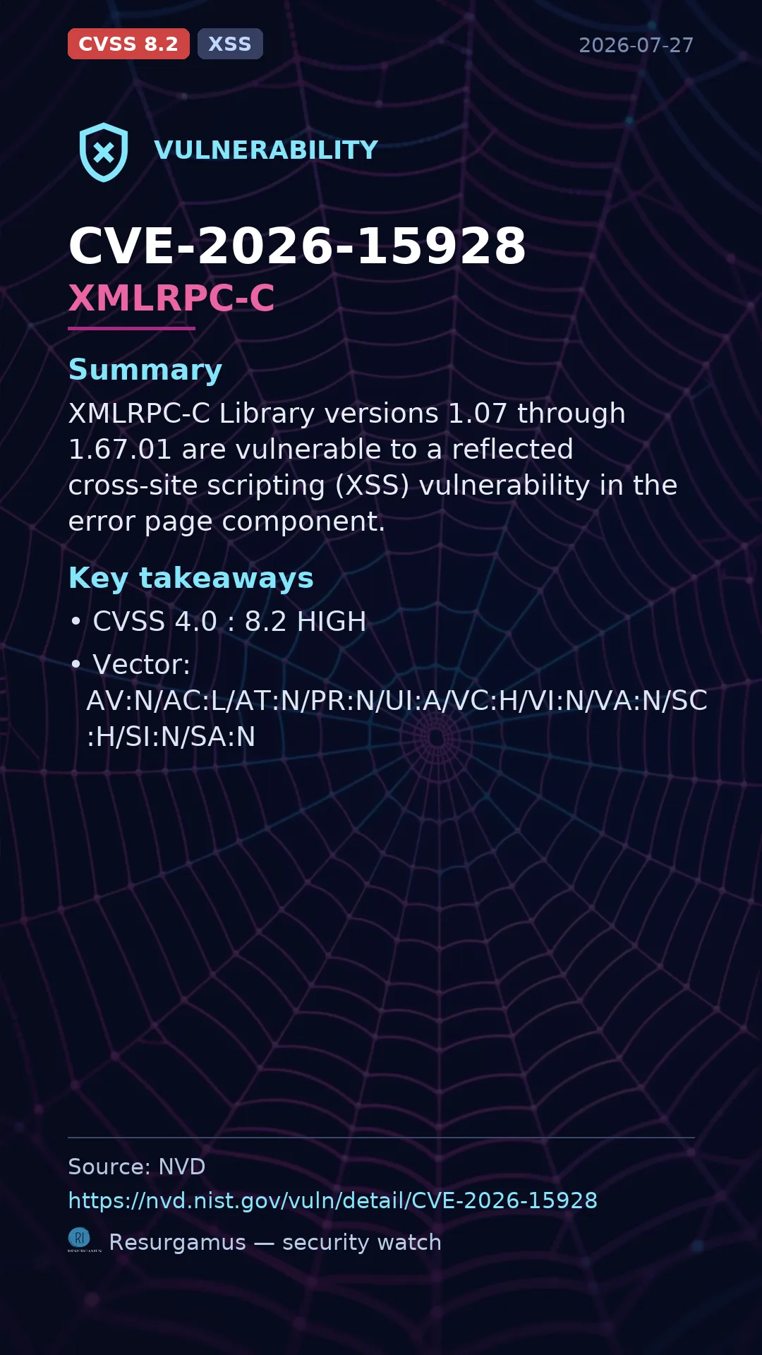 CVE-2026-15928 - XMLRPC-C vulnerability