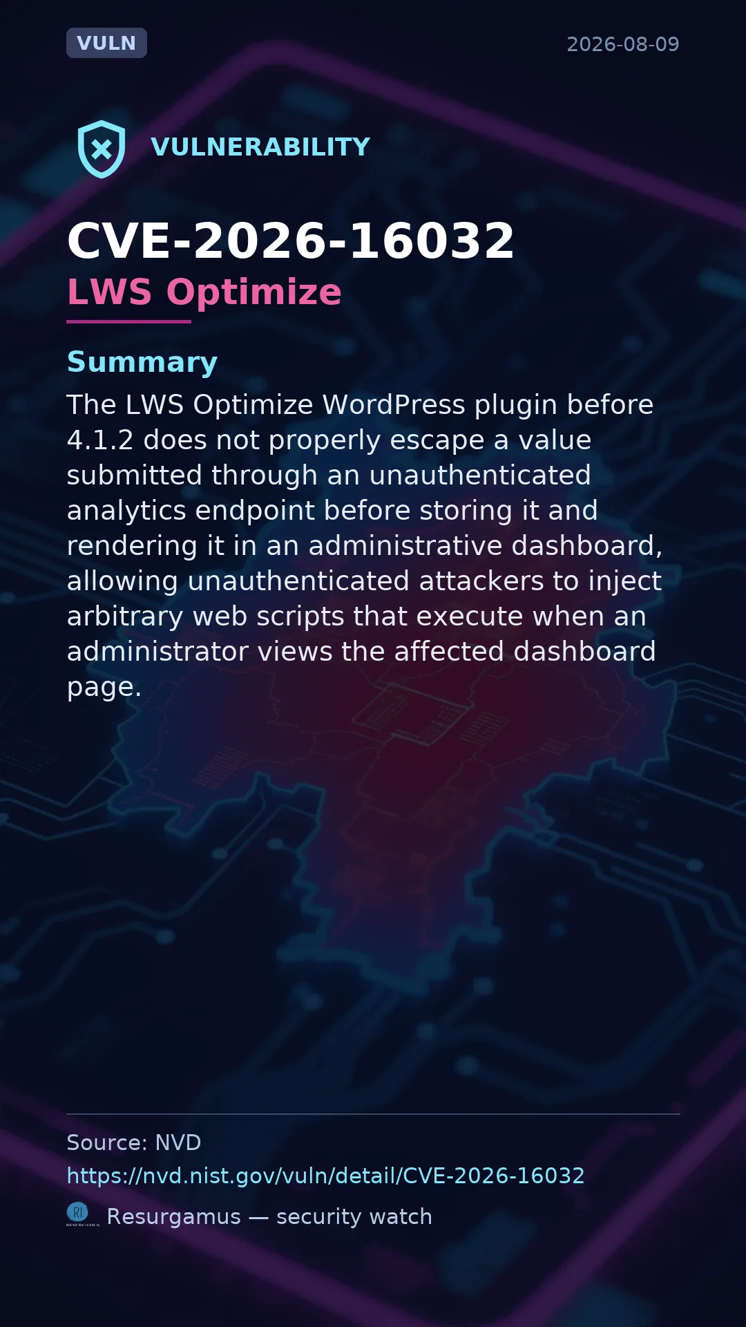CVE-2026-16032 LWS Optimize Vulnerability