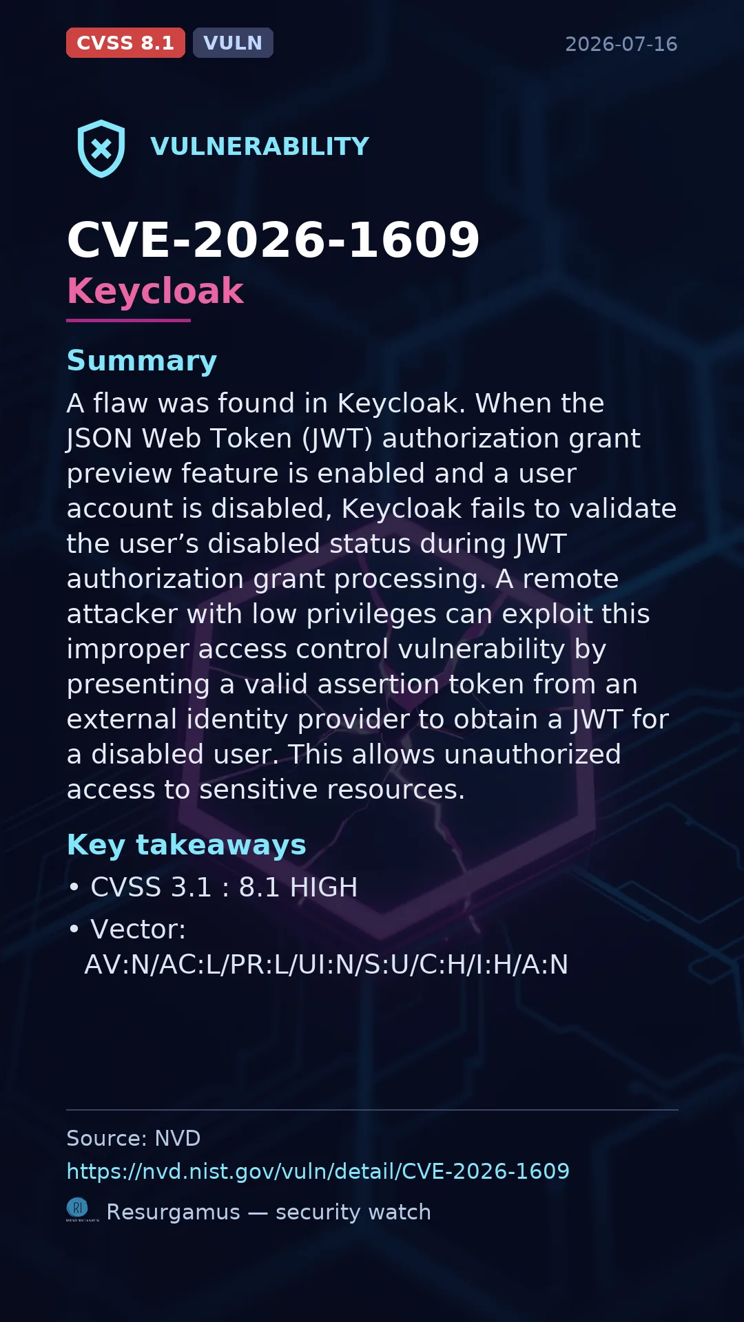 CVE-2026-1609 Keycloak Vulnerability