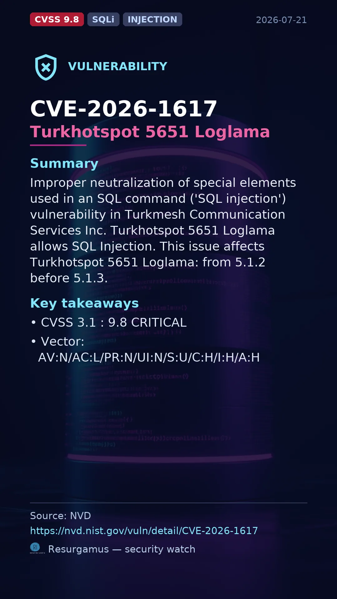 CVE-2026-1617 Turkhotspot 5651 Loglama Vulnerability