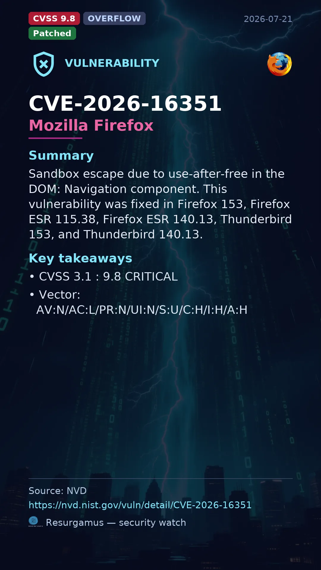 CVE-2026-16351 Mozilla Firefox Vulnerability
