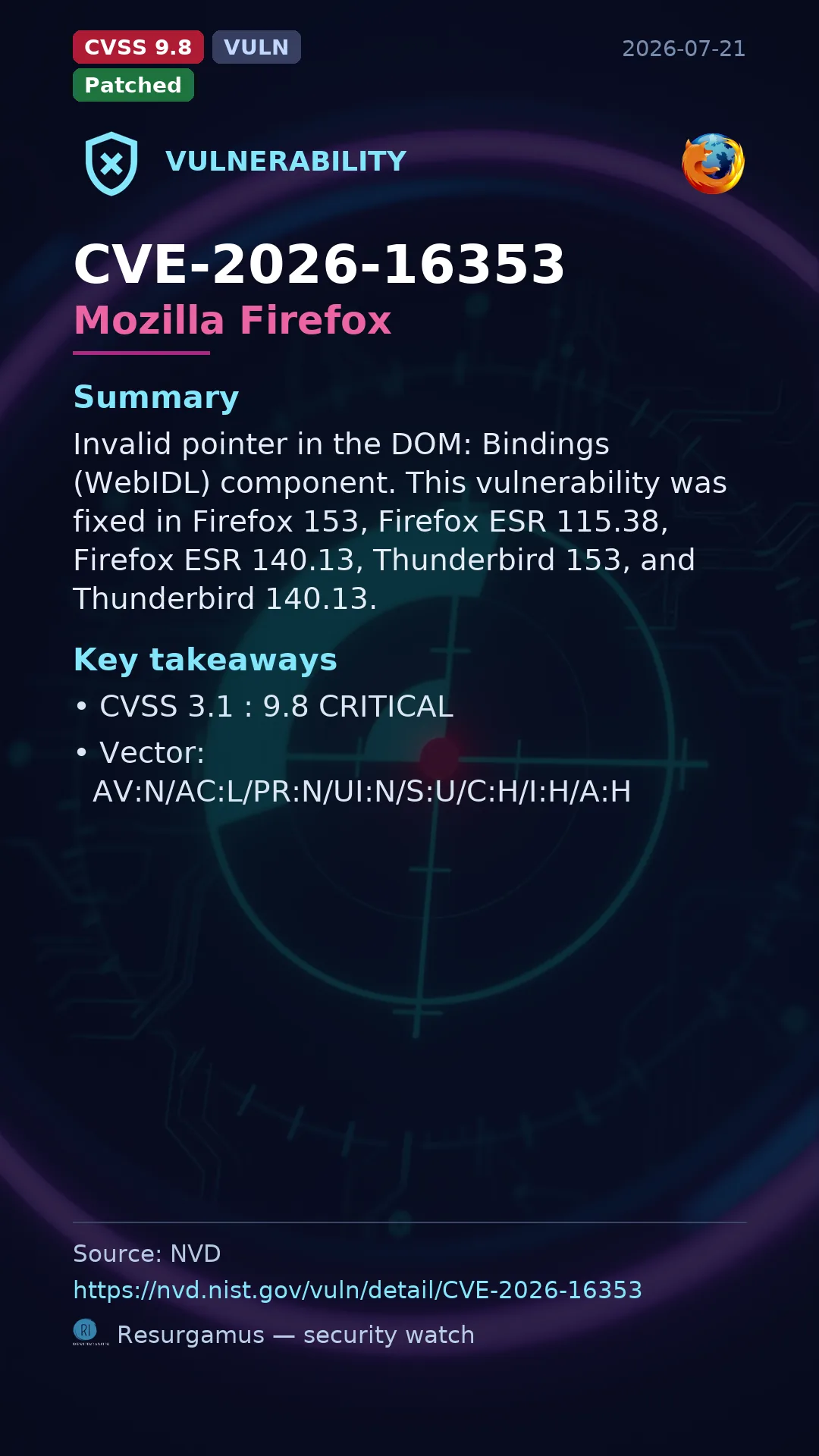 CVE-2026-16353 Mozilla Firefox Vulnerability