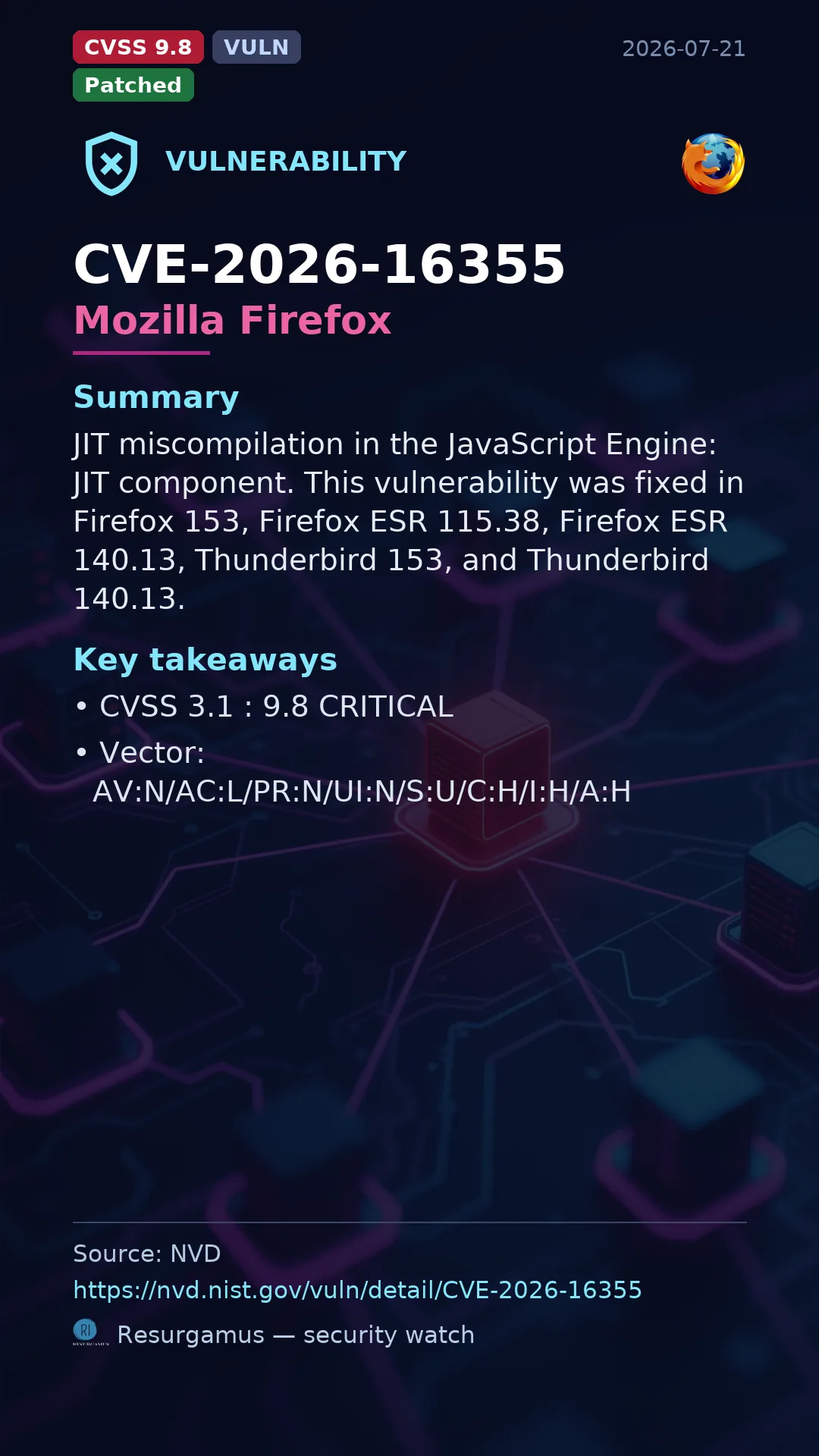 CVE-2026-16355 Mozilla Firefox Vulnerability