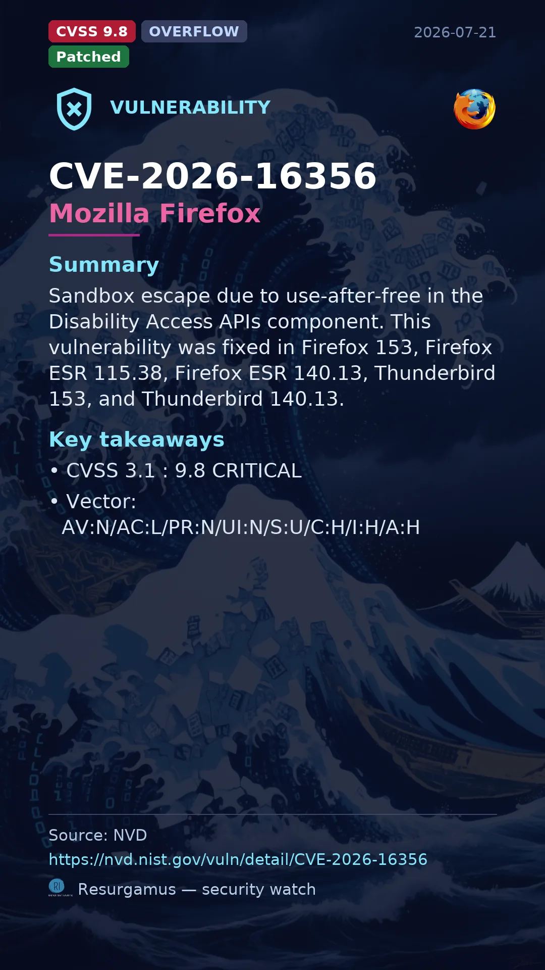 CVE-2026-16356 Mozilla Firefox Vulnerability