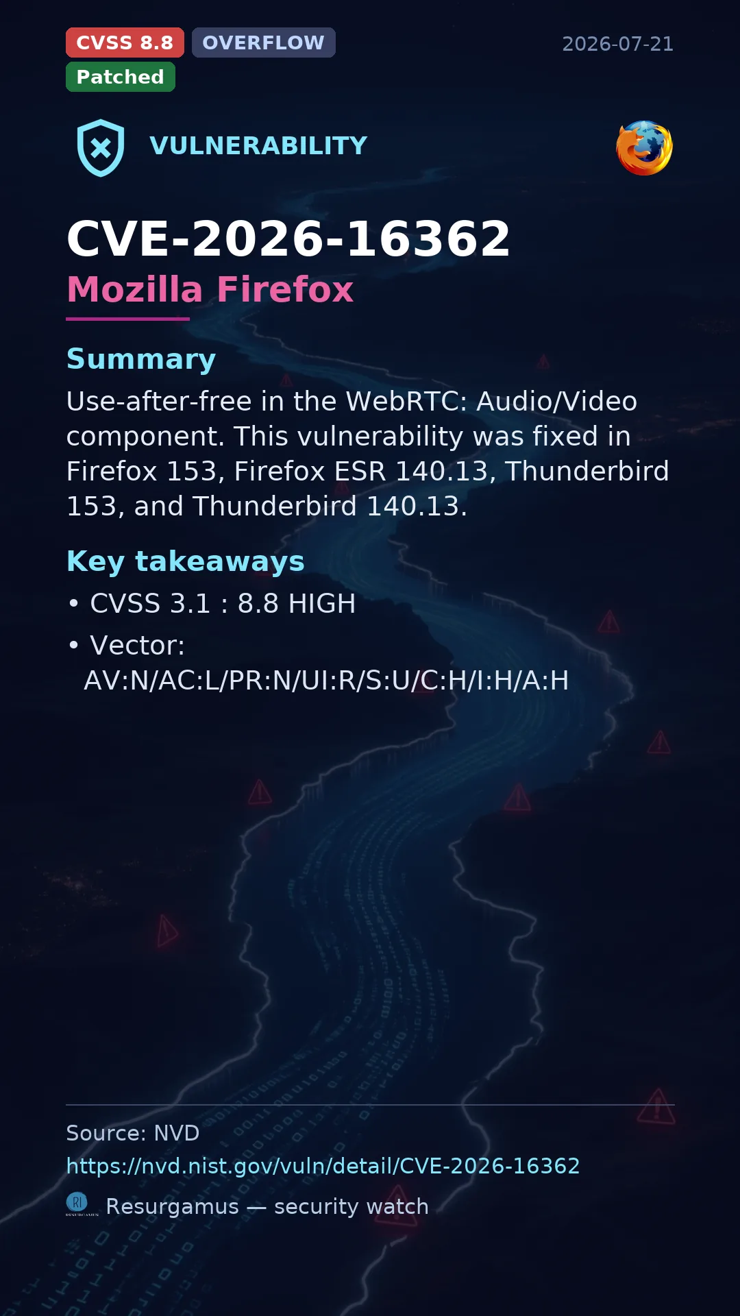 CVE-2026-16362 Mozilla Firefox Vulnerability