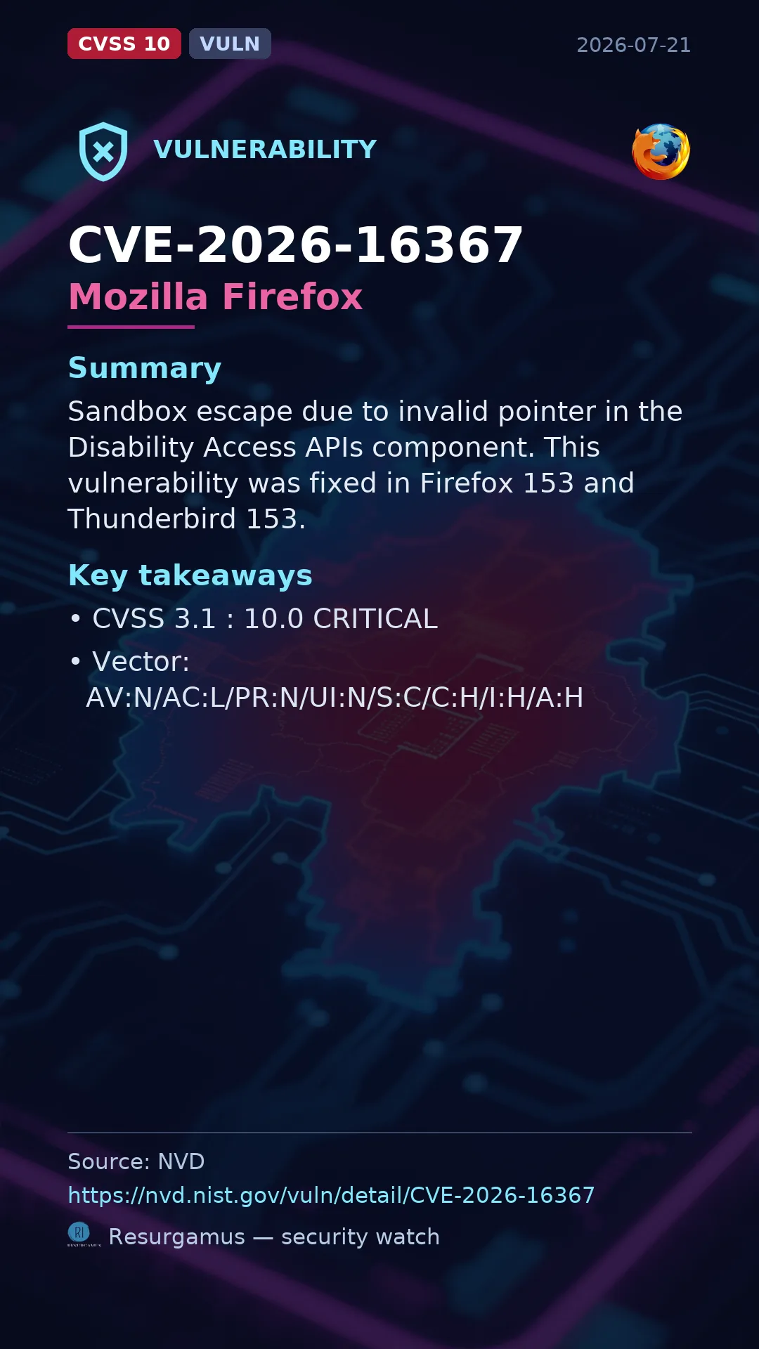 CVE-2026-16367 Mozilla Firefox Vulnerability