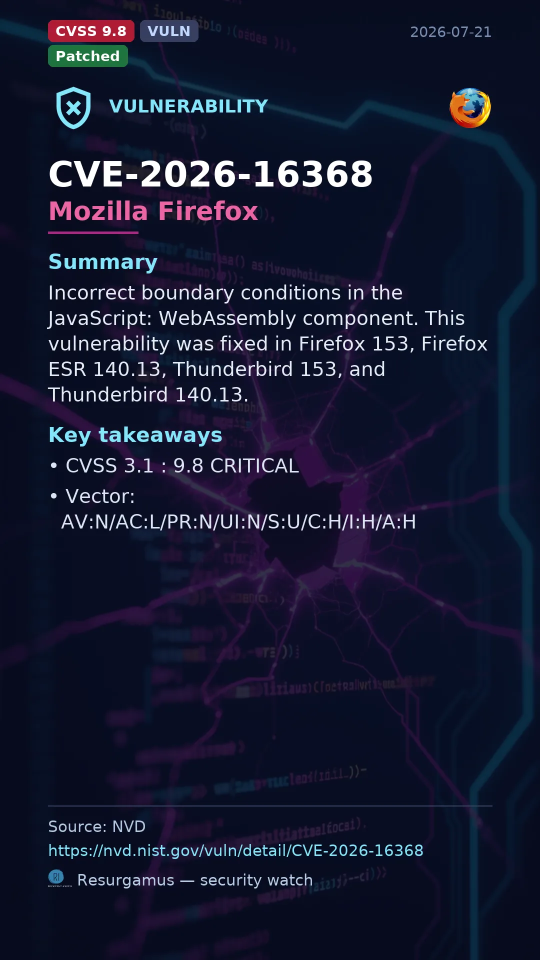 CVE-2026-16368 Mozilla Firefox Vulnerability