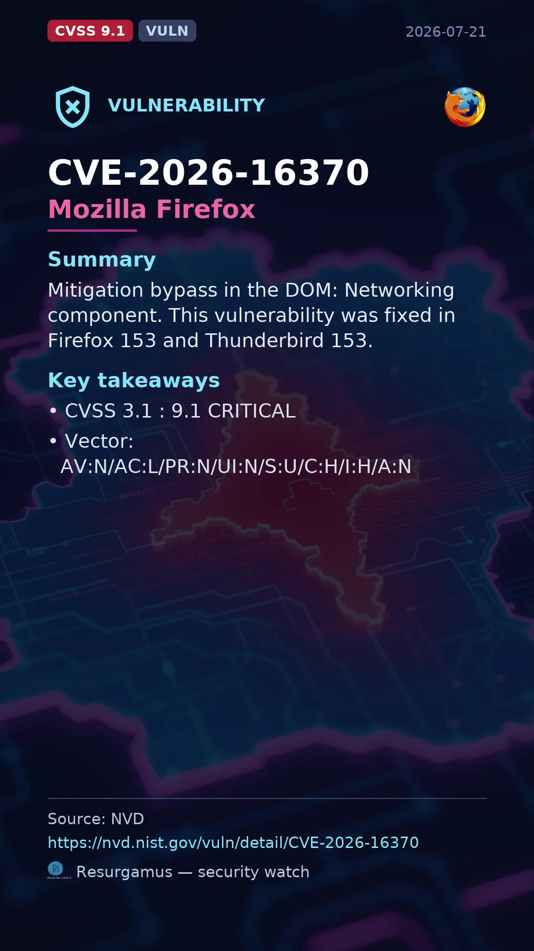CVE-2026-16370 Mozilla Firefox Vulnerability
