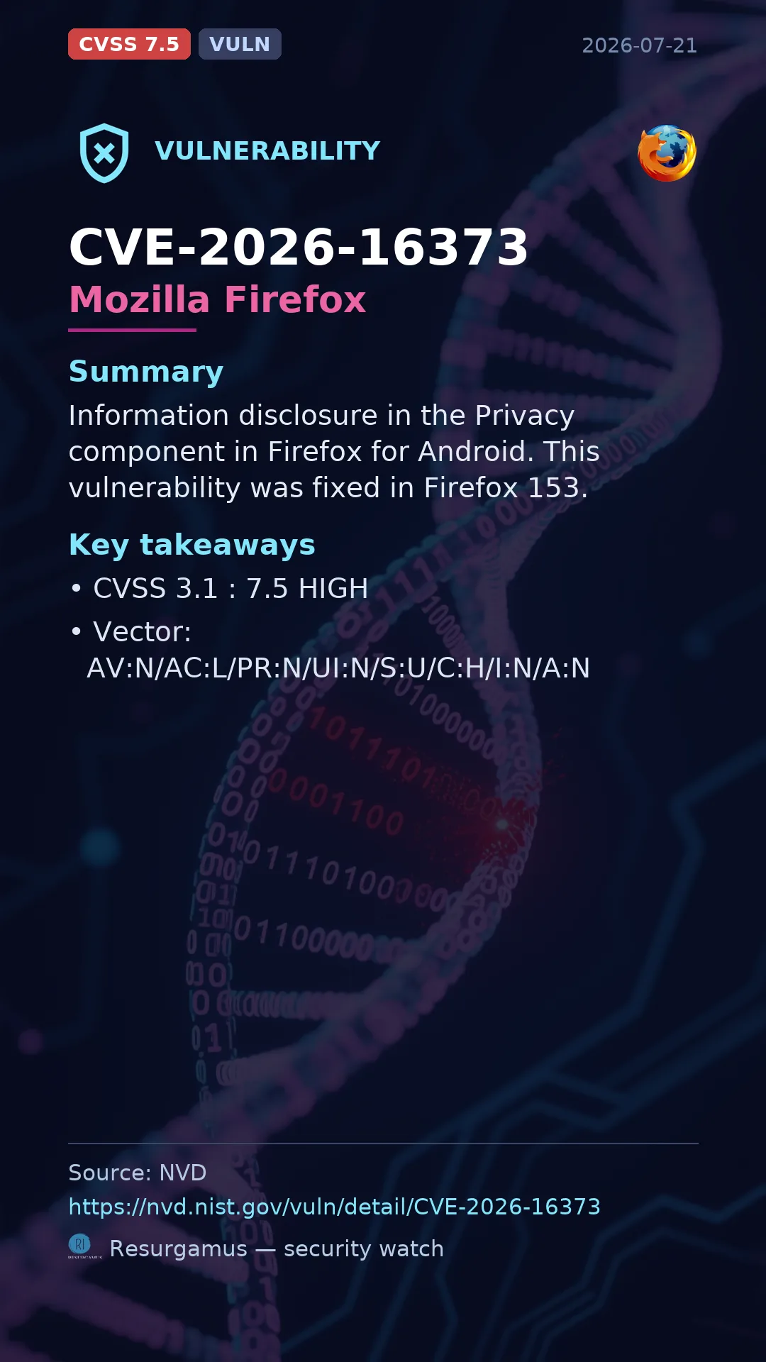 CVE-2026-16373 Mozilla Firefox Vulnerability