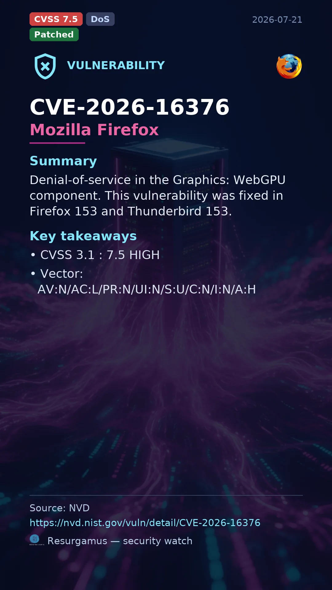 CVE-2026-16376 Mozilla Firefox Vulnerability
