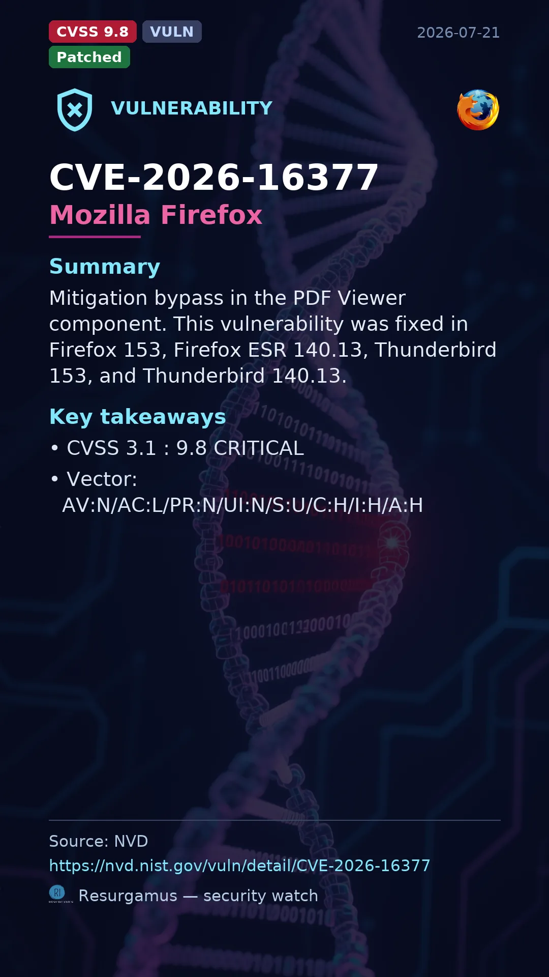 CVE-2026-16377 Mozilla Firefox Vulnerability