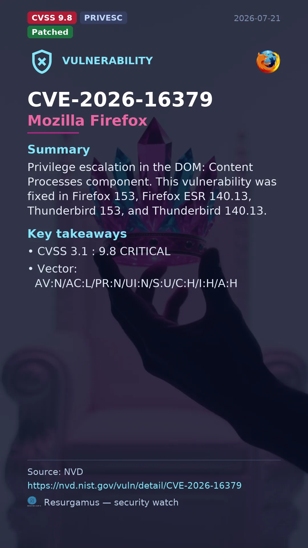 CVE-2026-16379 Mozilla Firefox Vulnerability