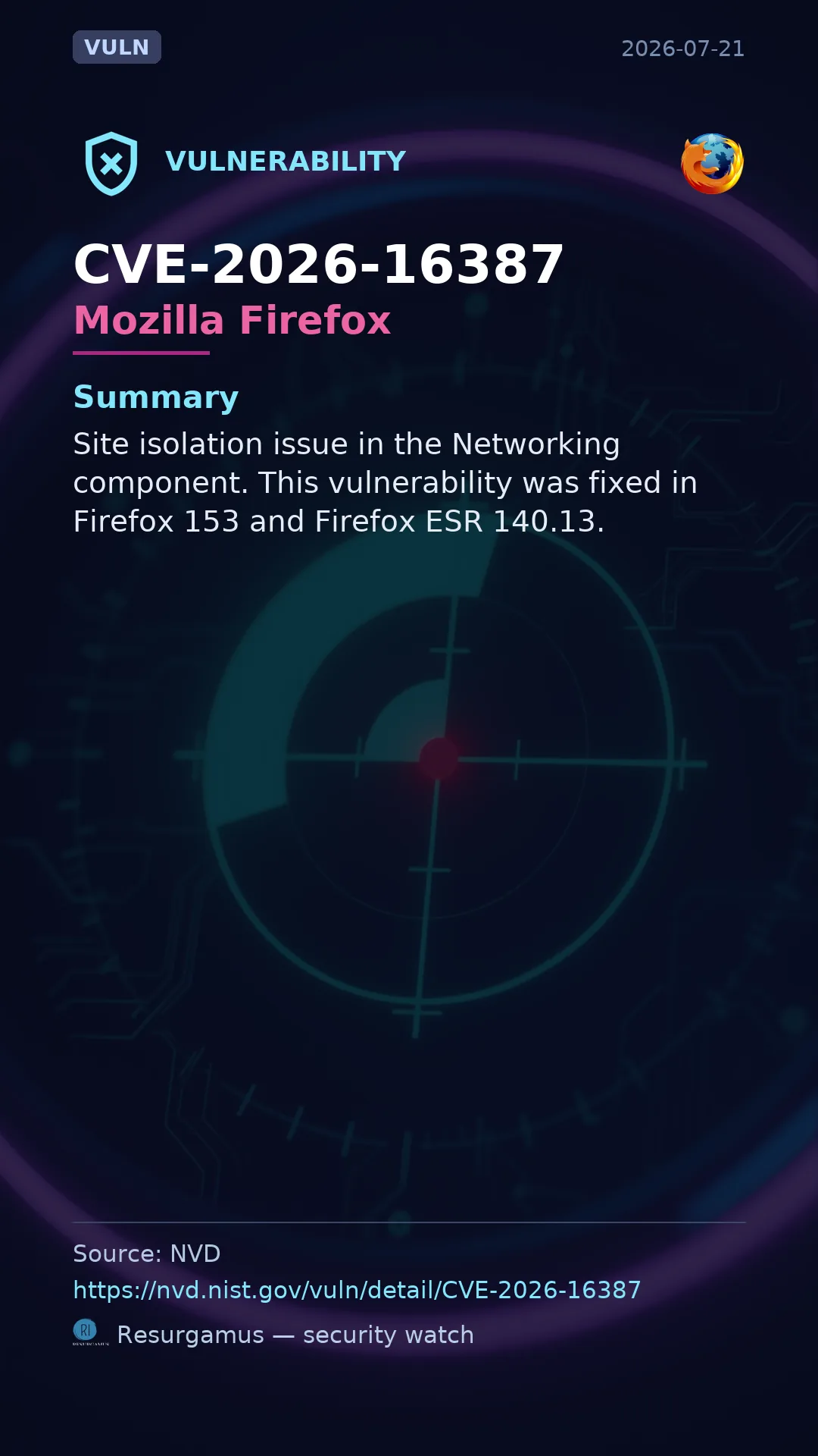 CVE-2026-16387 Mozilla Firefox Vulnerability