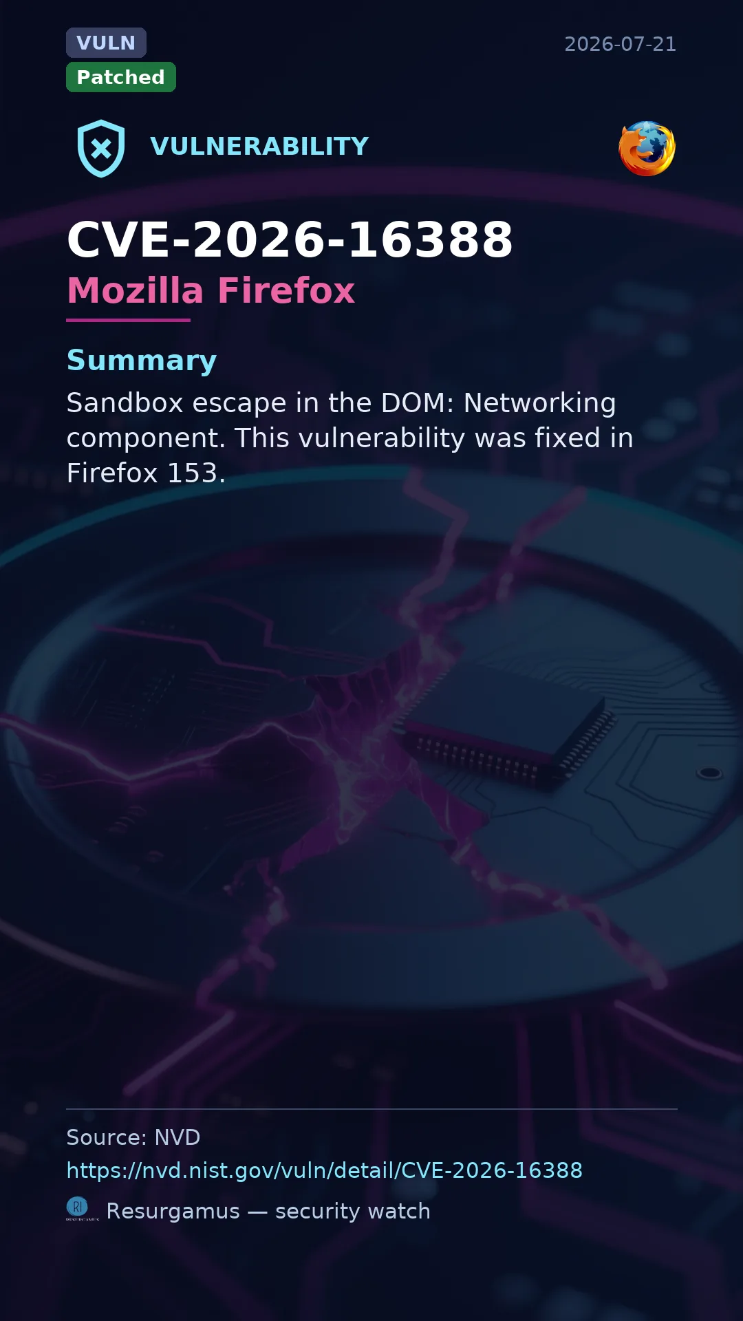 CVE-2026-16388 Mozilla Firefox Vulnerability