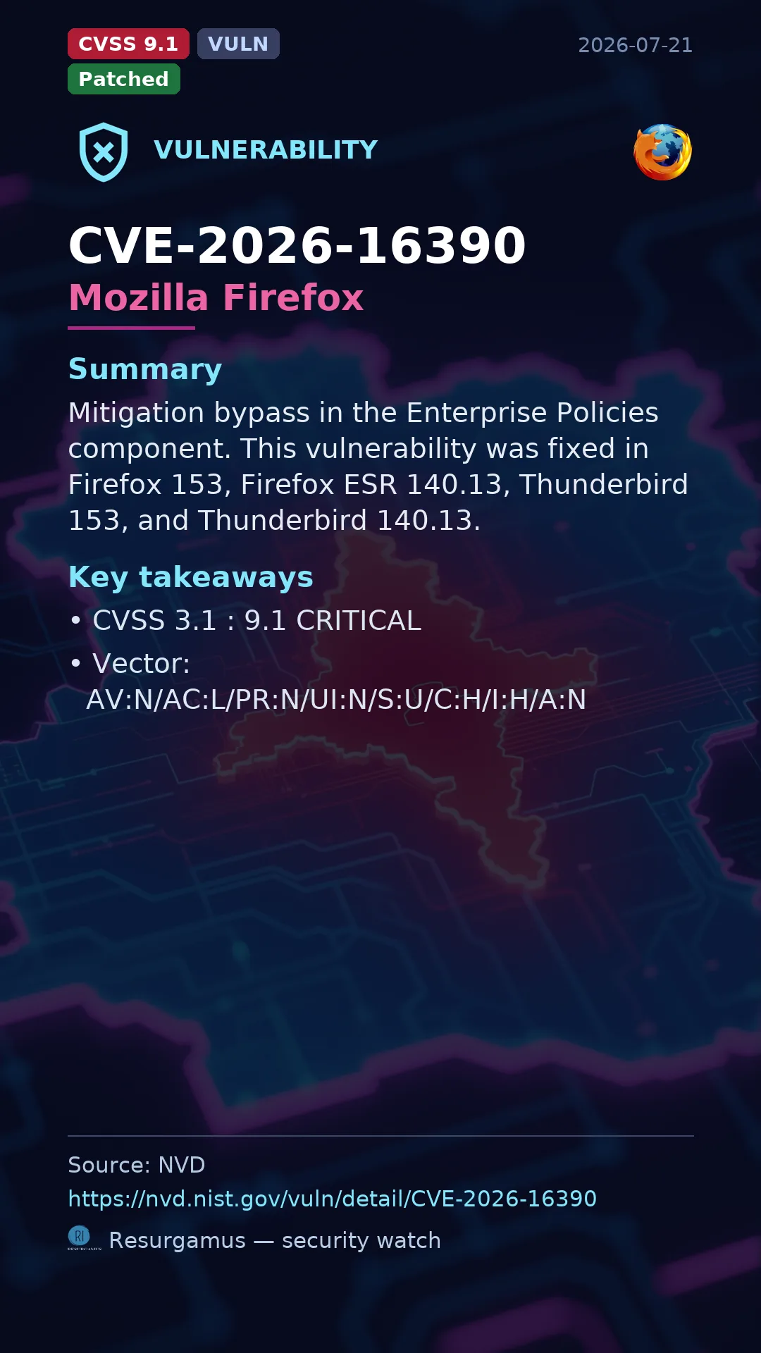 CVE-2026-16390 Mozilla Firefox Vulnerability