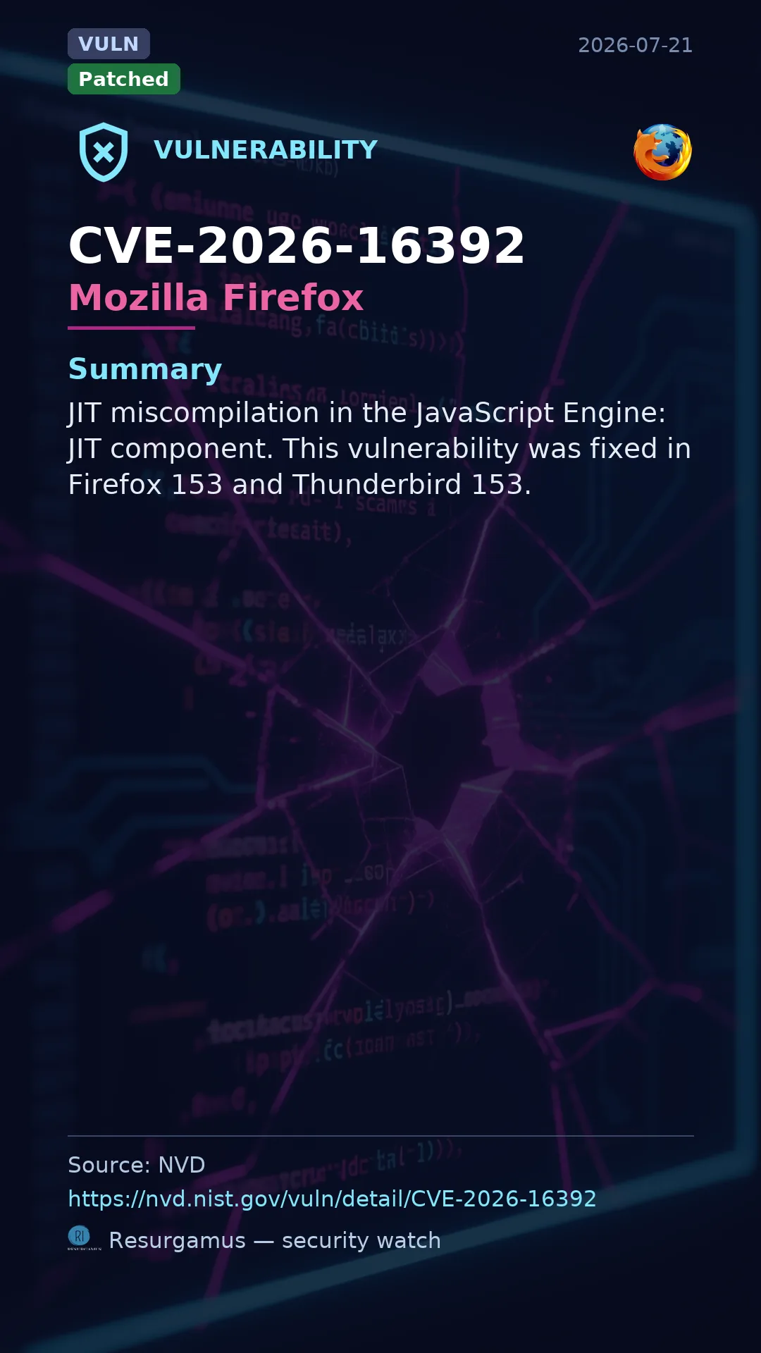 CVE-2026-16392 Mozilla Firefox Vulnerability