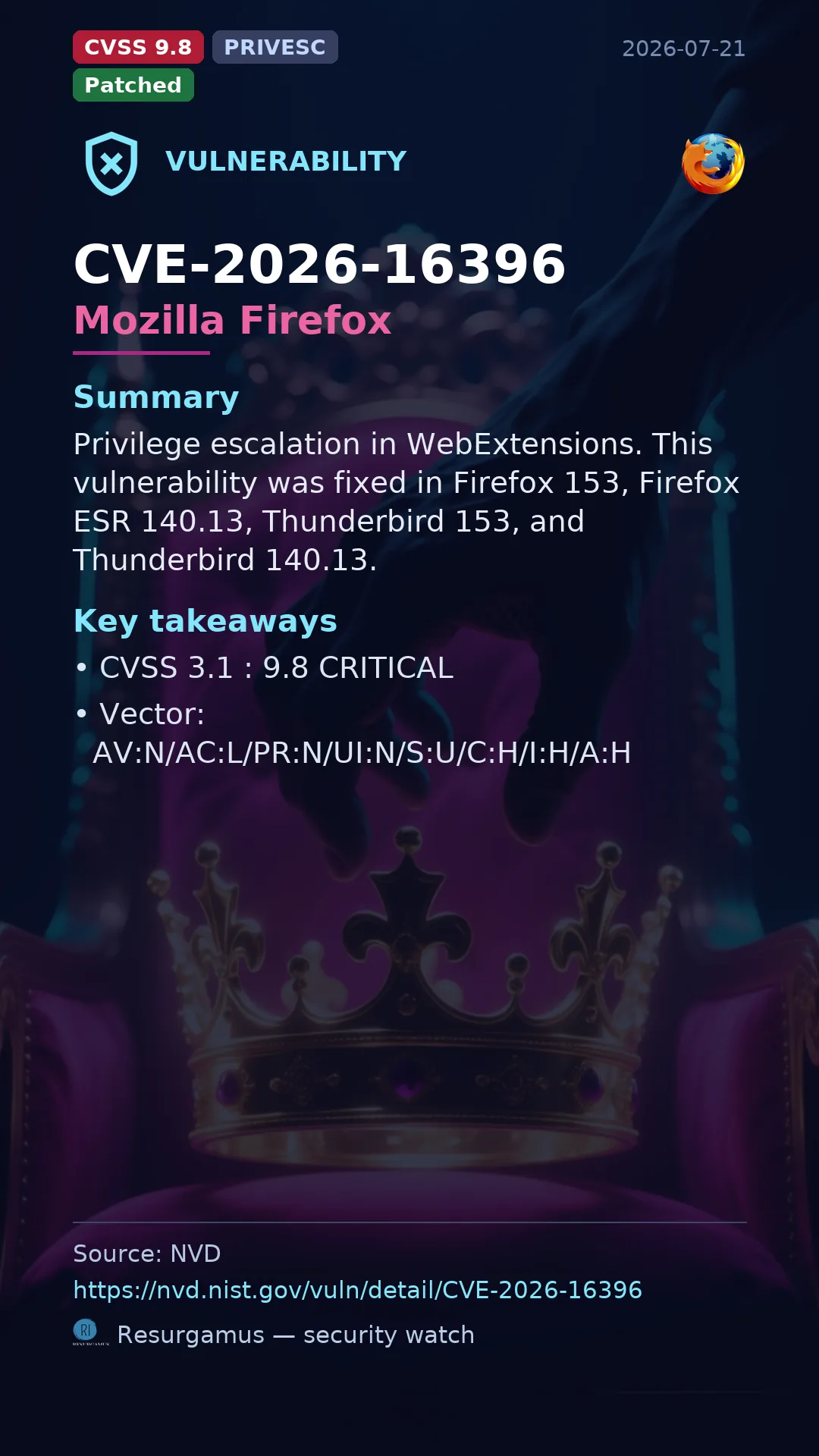 CVE-2026-16396 Mozilla Firefox Vulnerability