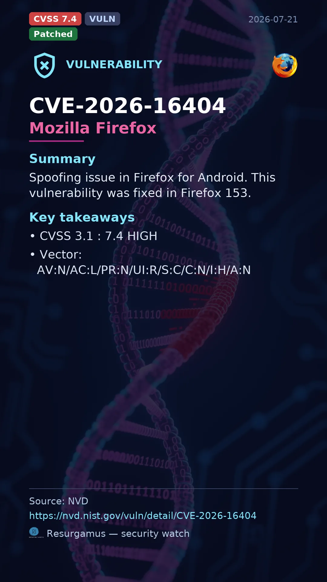 CVE-2026-16404 Mozilla Firefox Vulnerability