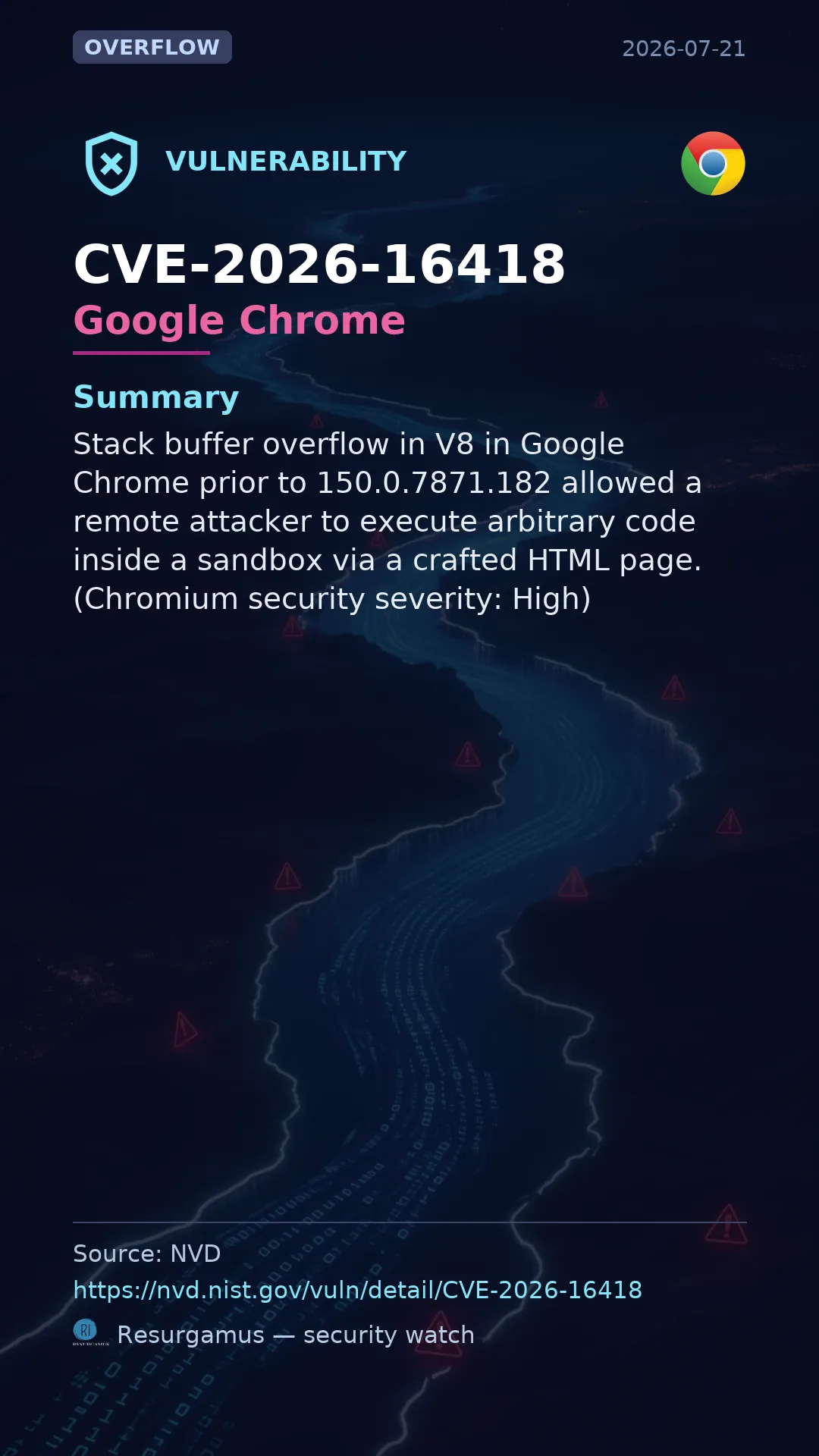 CVE-2026-16418 Google Chrome Vulnerability