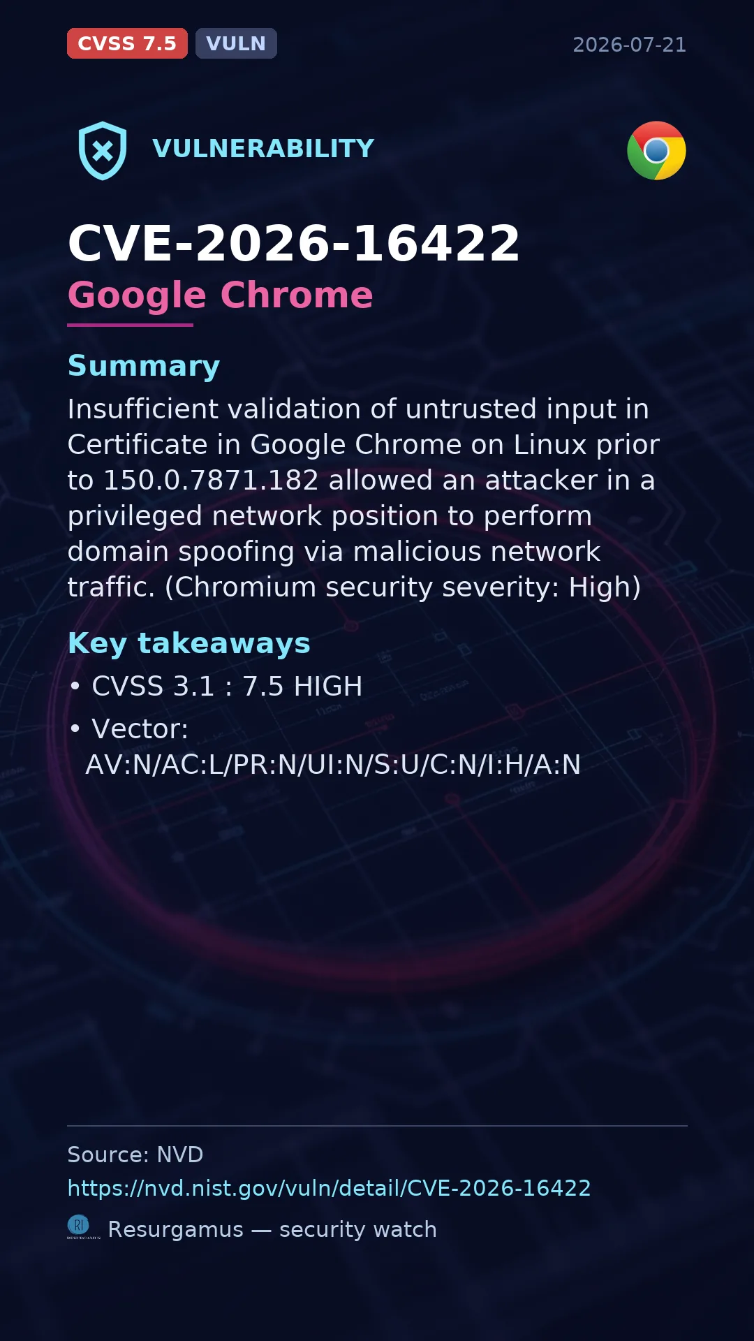 CVE-2026-16422 Google Chrome Vulnerability