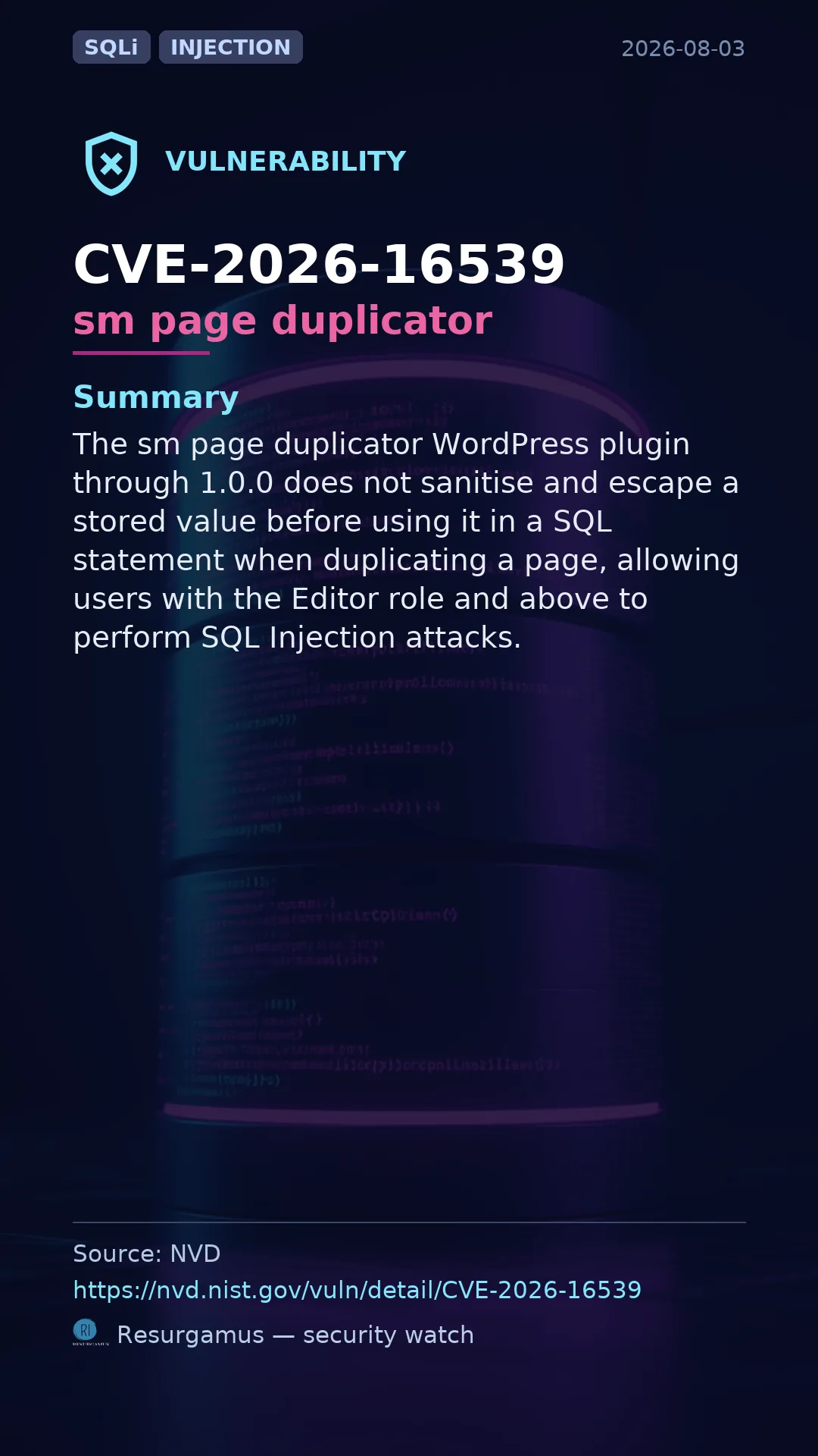 CVE-2026-16539 sm page duplicator Vulnerability