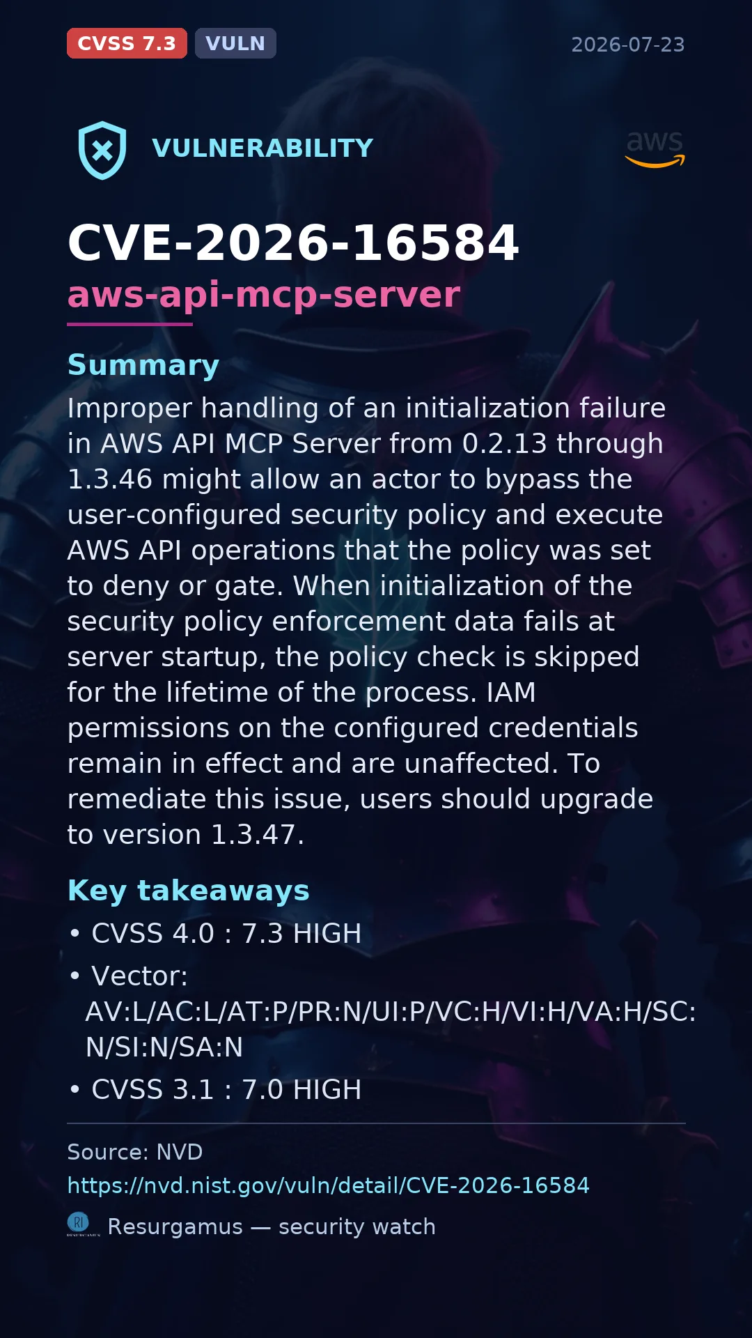 CVE-2026-16584 aws-api-mcp-server Vulnerability