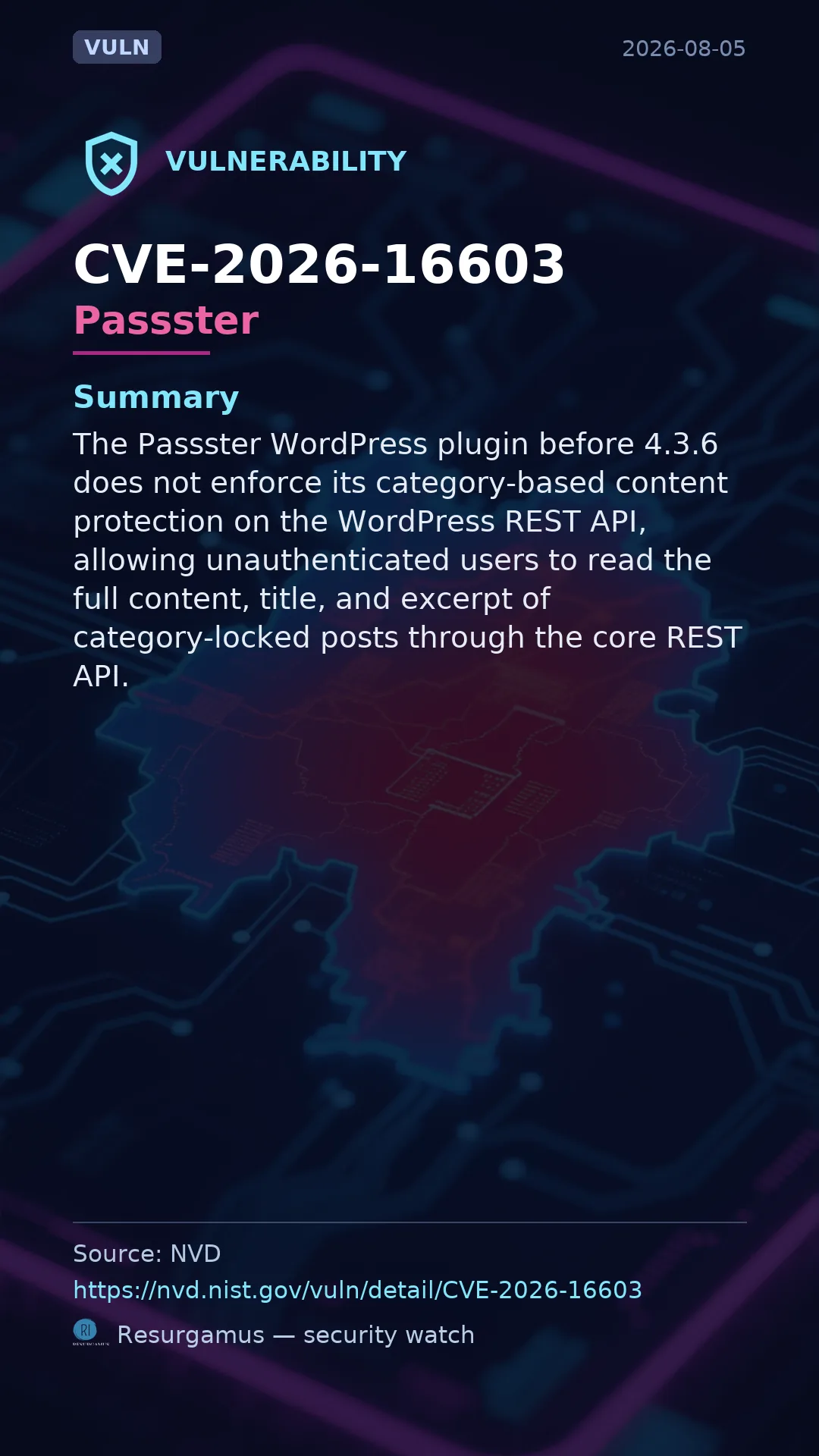 CVE-2026-16603 Passster Vulnerability