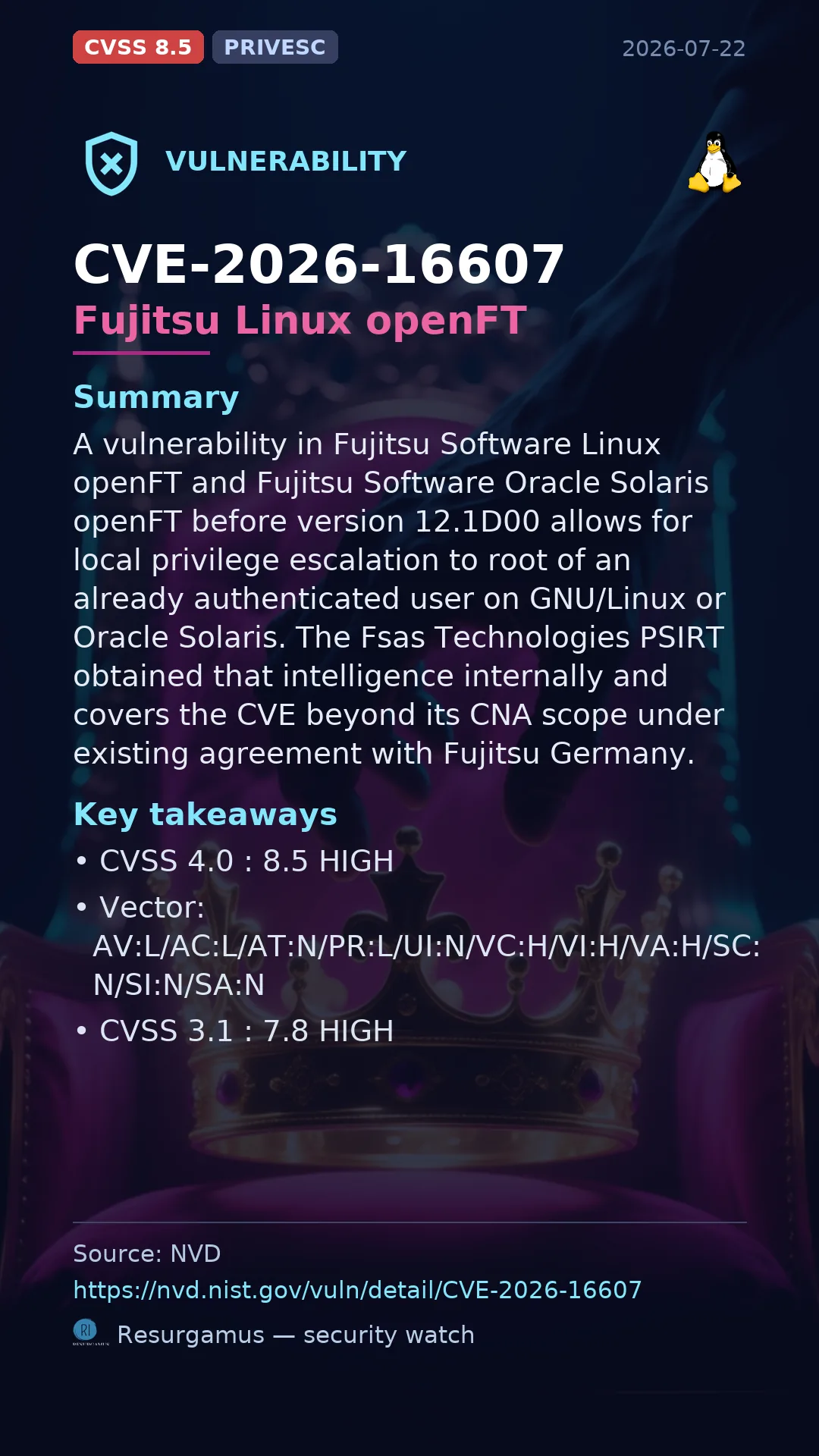 CVE-2026-16607 Fujitsu Linux openFT Vulnerability